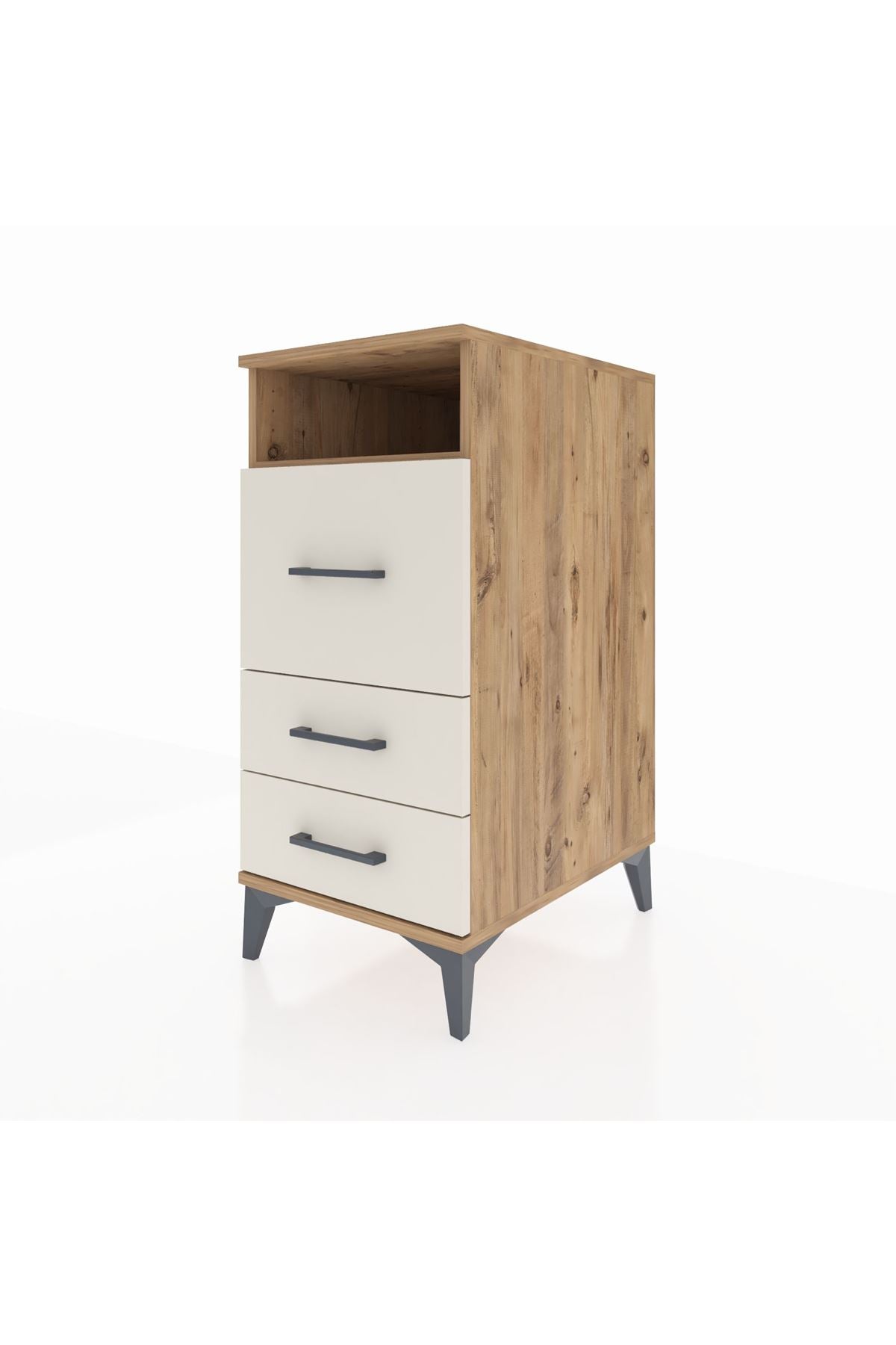 Kronos Komodin Tek Raflı 3 Çekmeceli 44x59x96 Çam-Aytaşı