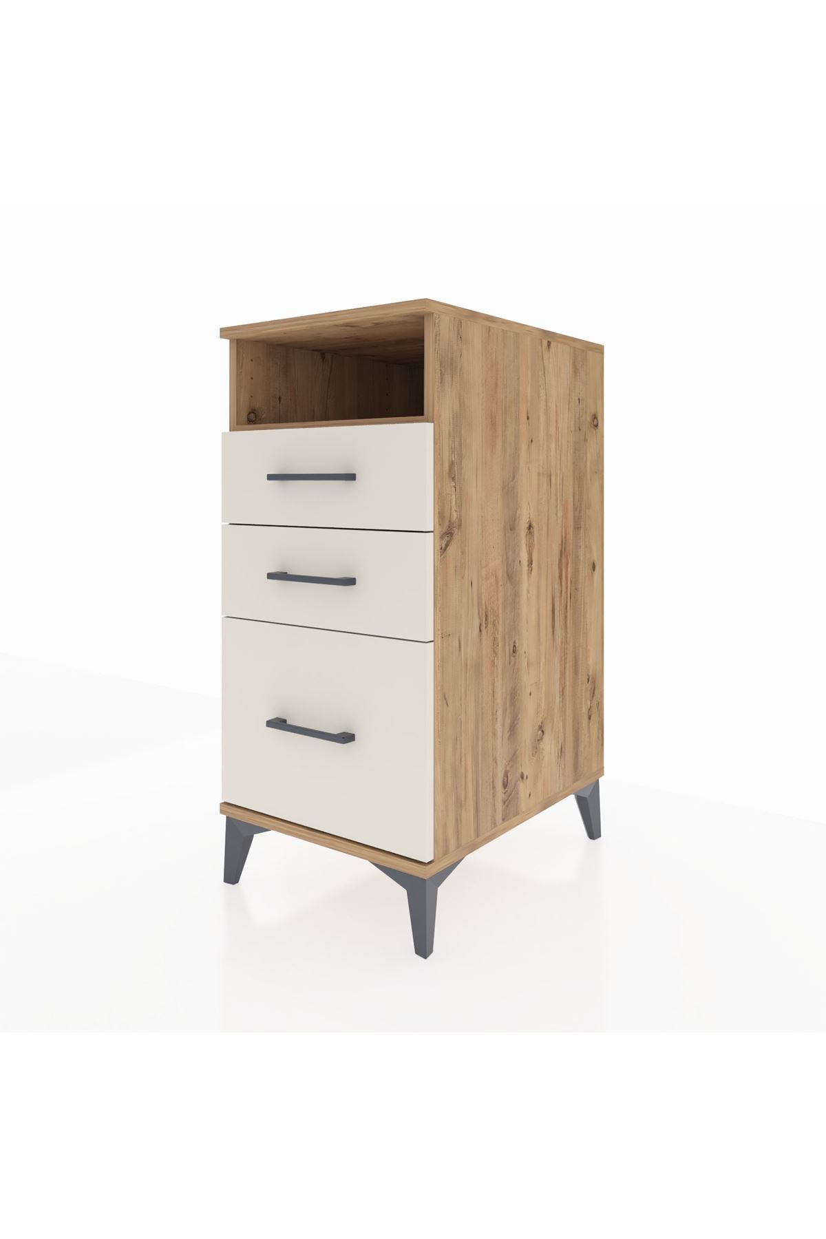 Kronos Komodin Tek Raflı 3 Çekmeceli 44x59x96 Çam-Aytaşı