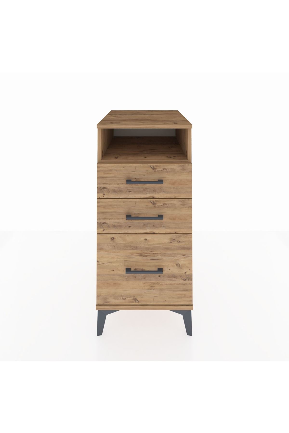 Kronos Komodin Tek Raflı 3 Çekmeceli 44x59x96 Çam-Çam