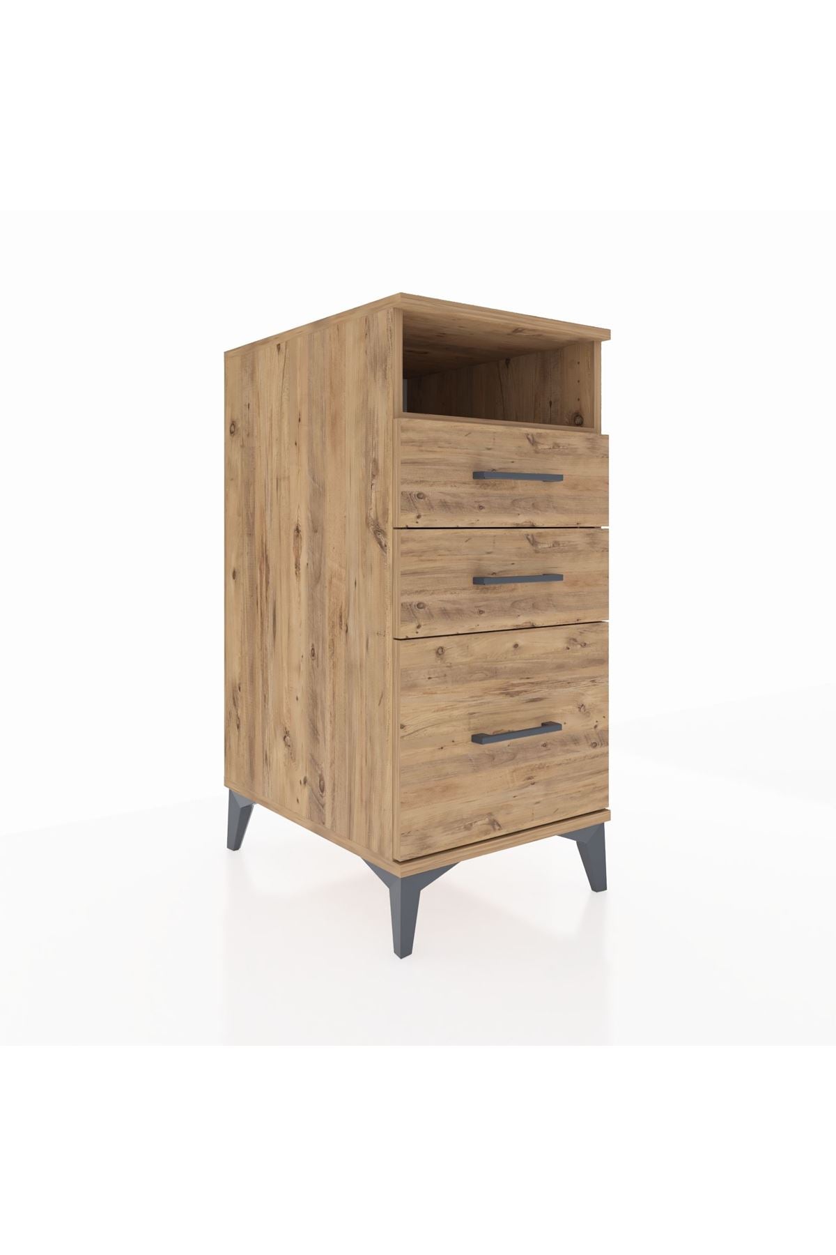 Kronos Komodin Tek Raflı 3 Çekmeceli 44x59x96 Çam-Çam