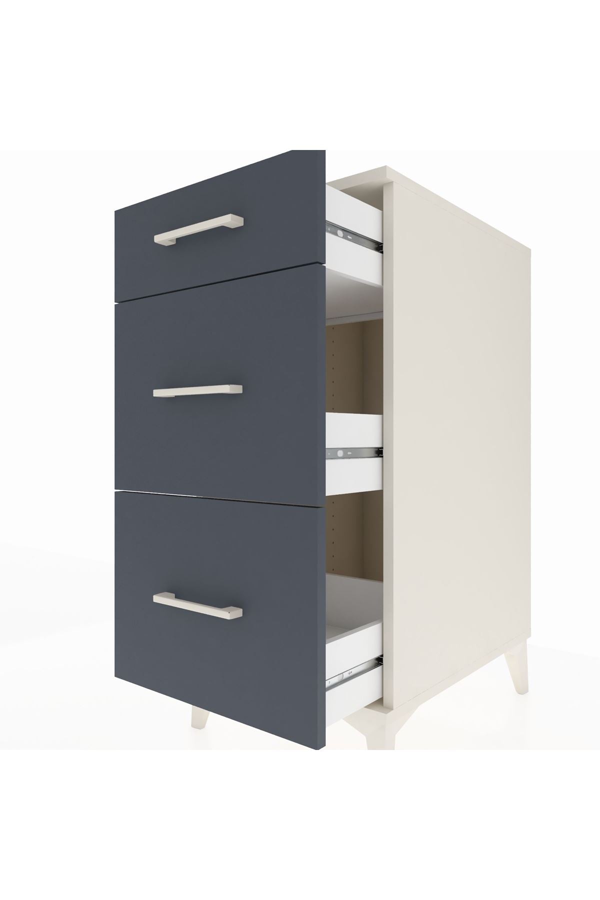 Kronos Komodin 3 Çekmeceli 44x59x96 Aytaşı-Antrasit