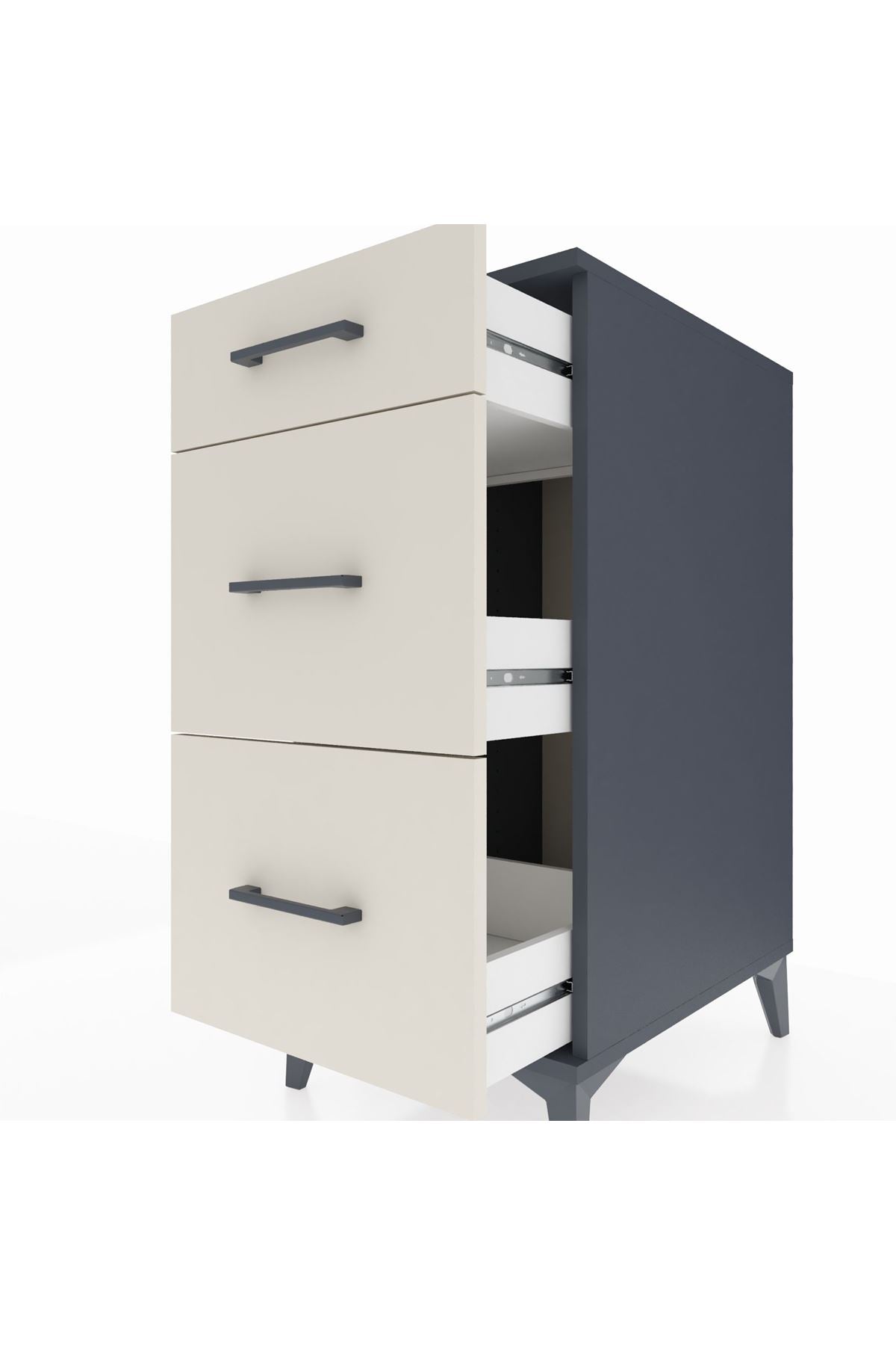 Kronos Komodin 3 Çekmeceli 44x59x96 Antrasit-Aytaşı