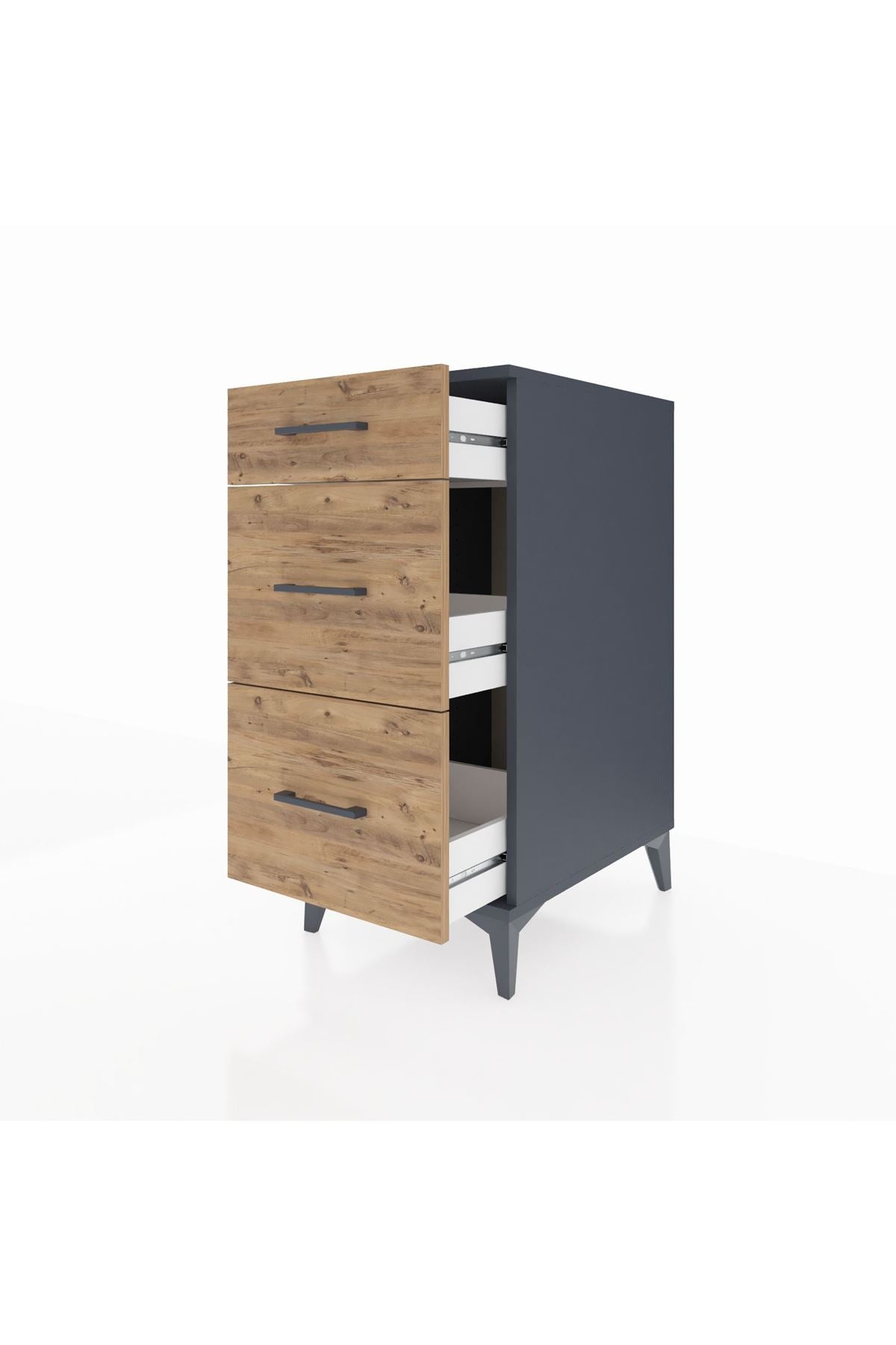 Kronos Komodin 3 Çekmeceli 44x59x96 Antrasit-Çam