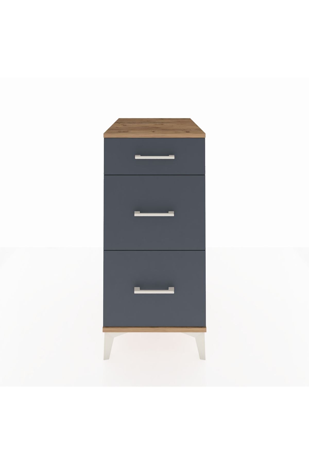 Kronos Komodin 3 Çekmeceli 44x59x96 Çam-Antrasit