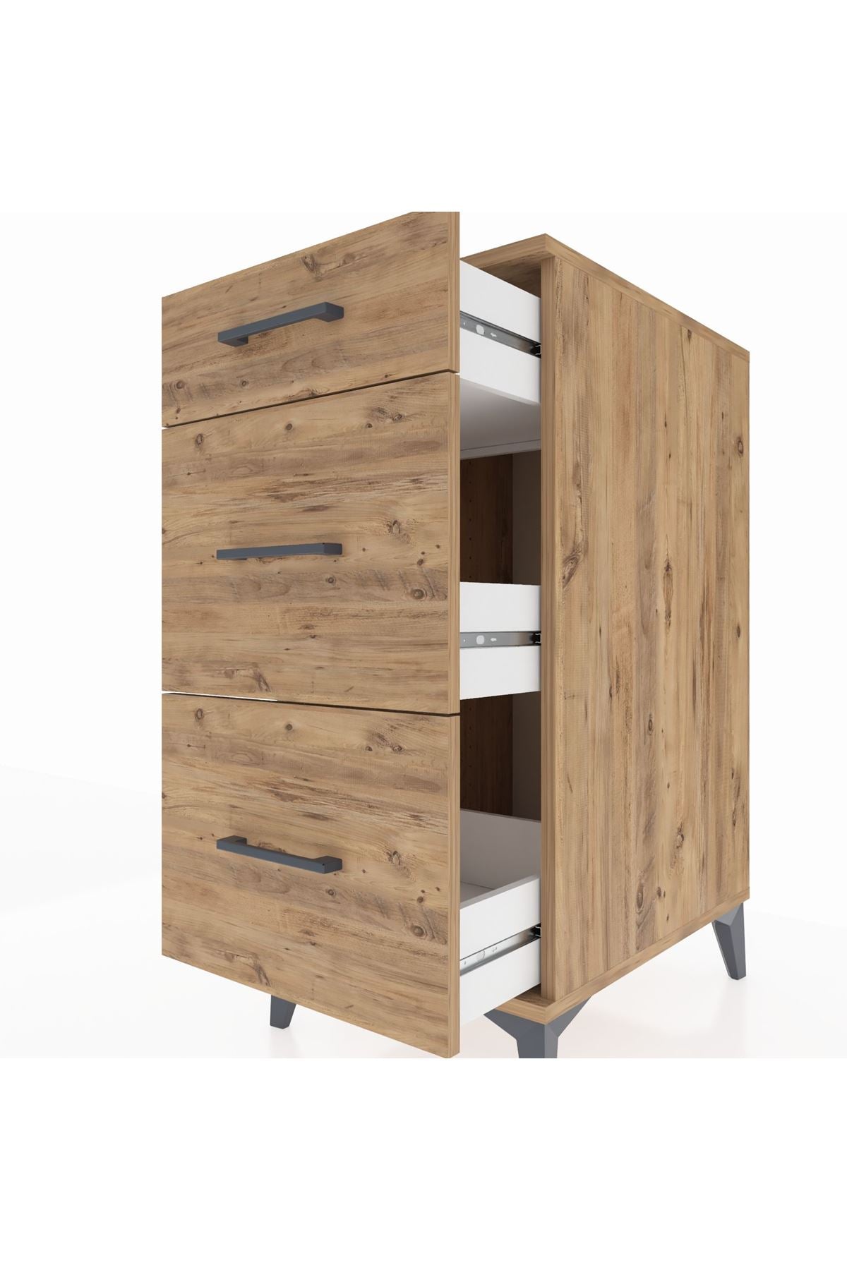 Kronos Komodin 3 Çekmeceli 44x59x96 Çam-Çam