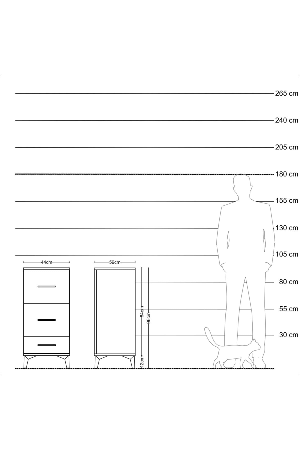 Kronos Komodin 3 Çekmeceli 44x59x96 Aytaşı-Çam