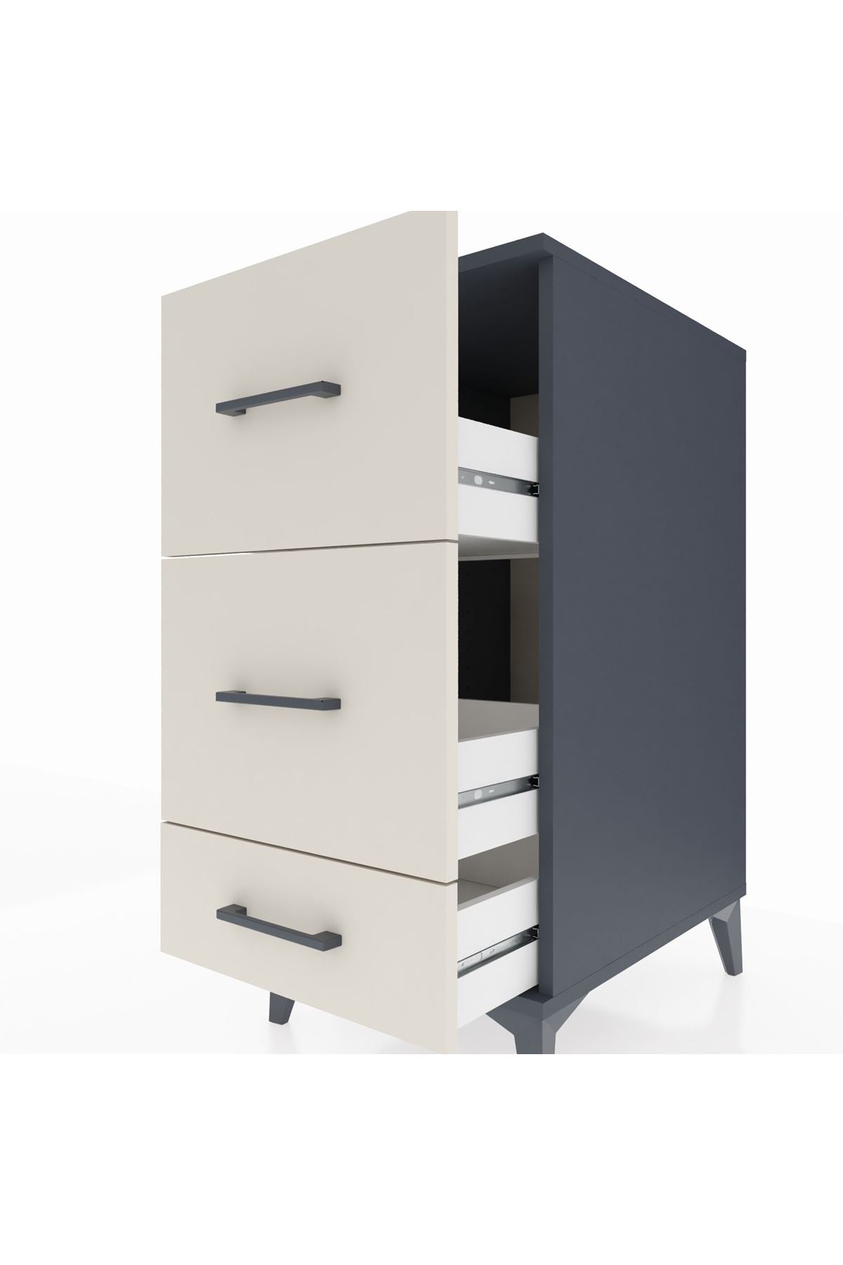 Kronos Komodin 3 Çekmeceli 44x59x96 Antrasit-Aytaşı