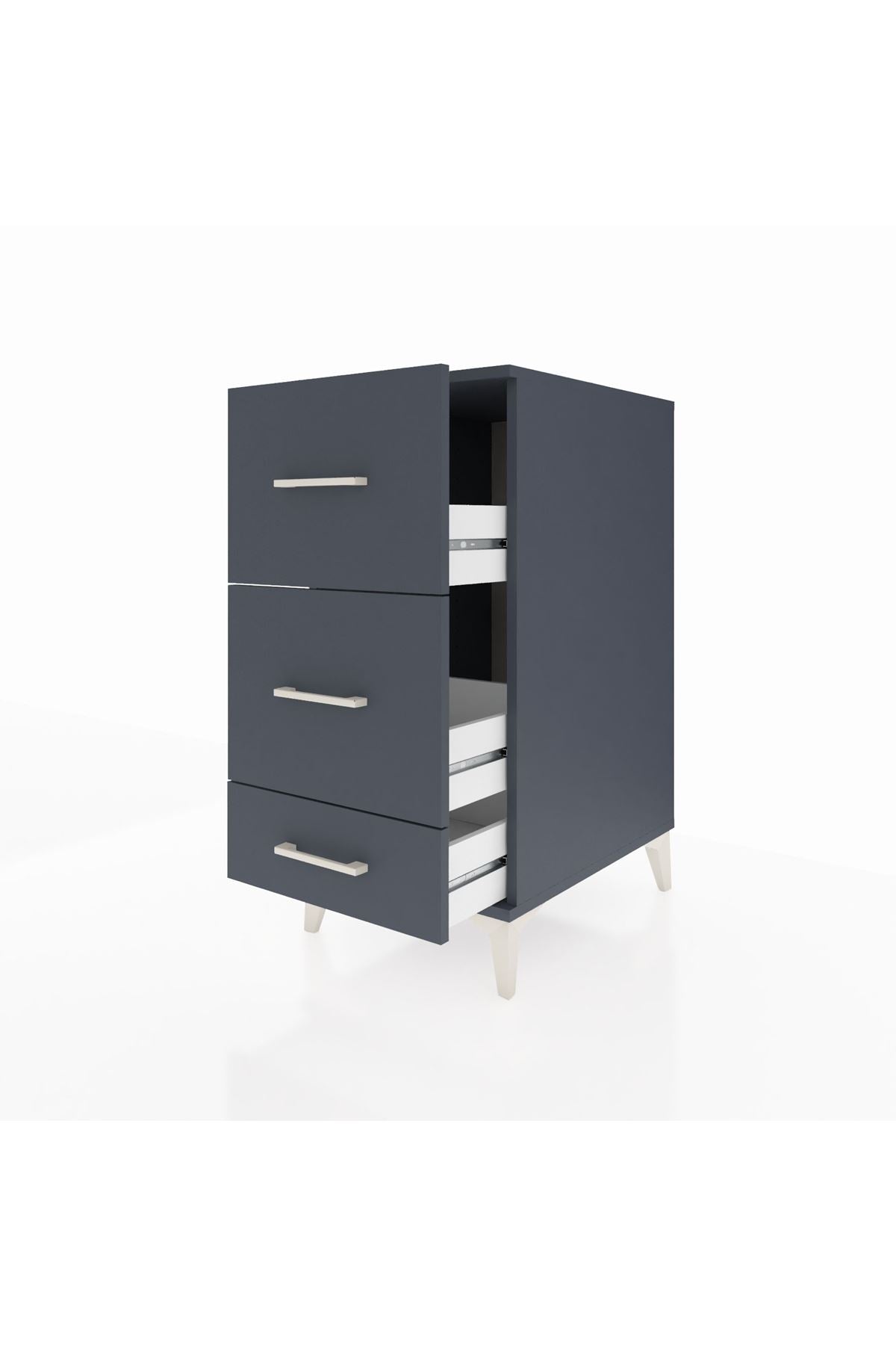 Kronos Komodin 3 Çekmeceli 44x59x96 Antrasit-Antrasit
