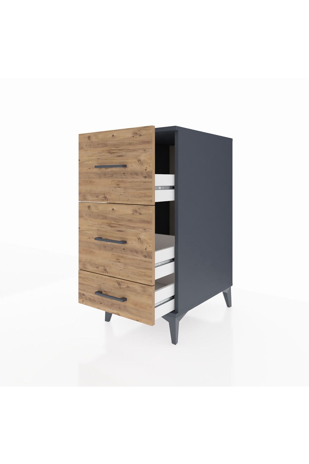 Kronos Komodin 3 Çekmeceli 44x59x96 Antrasit-Çam