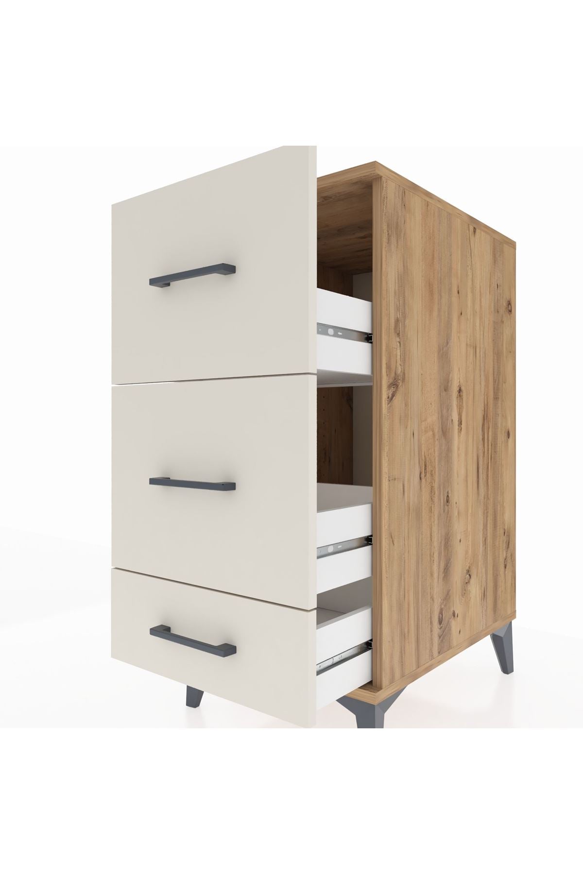 Kronos Komodin 3 Çekmeceli 44x59x96 Çam-Aytaşı
