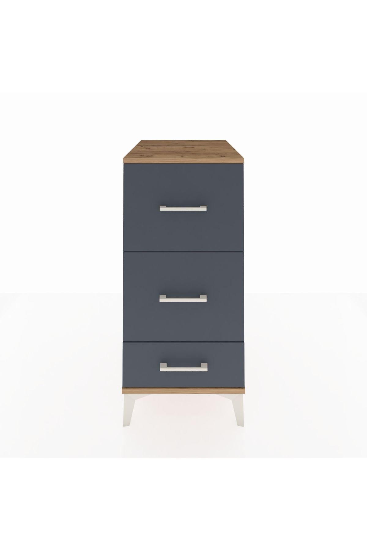 Kronos Komodin 3 Çekmeceli 44x59x96 Çam-Antrasit