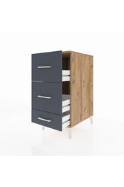 Kronos Komodin 3 Çekmeceli 44x59x96 Çam-Antrasit