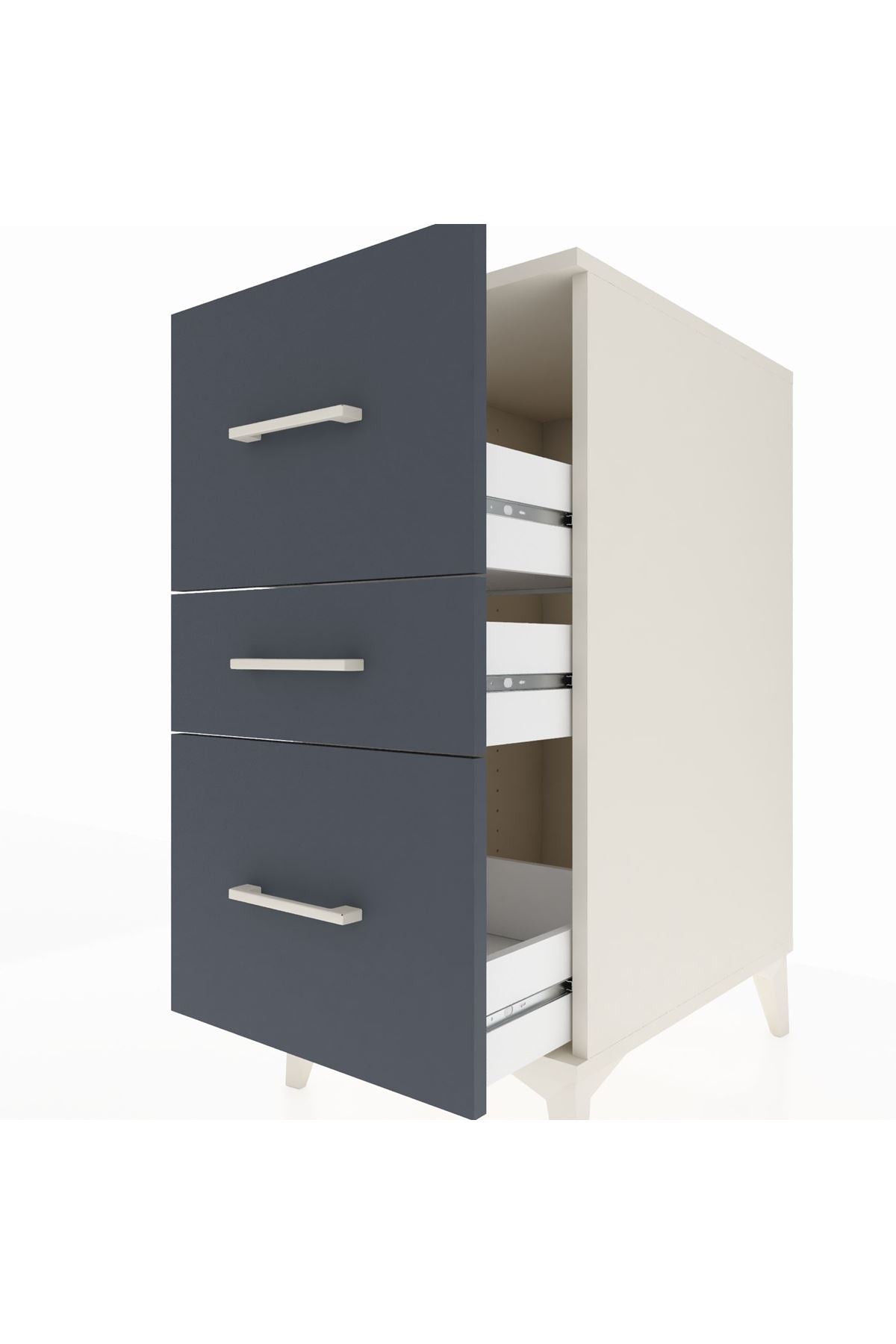 Kronos Komodin 3 Çekmeceli 44x59x96 Aytaşı-Antrasit