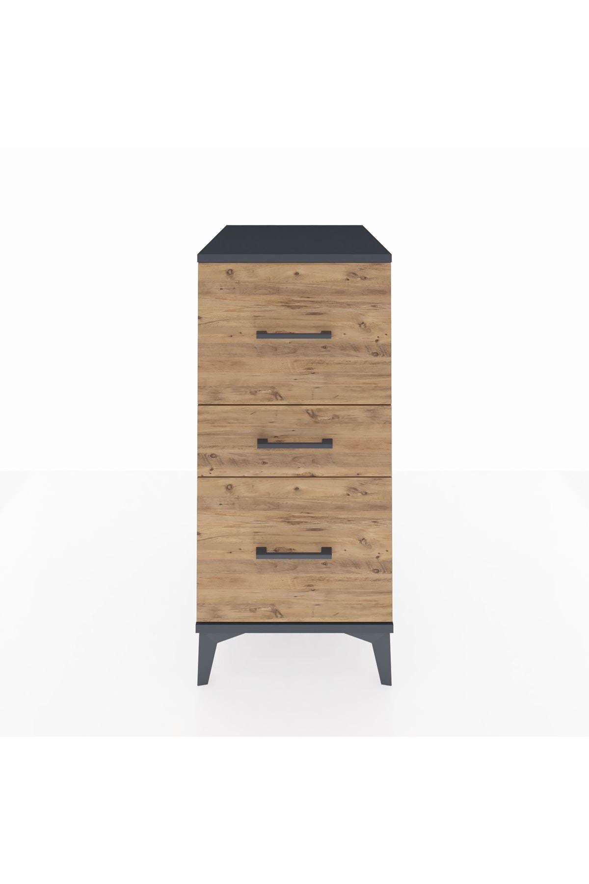Kronos Komodin 3 Çekmeceli 44x59x96 Antrasit-Çam