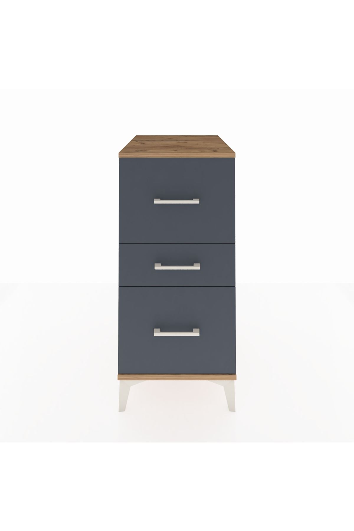 Kronos Komodin 3 Çekmeceli 44x59x96 Çam-Antrasit