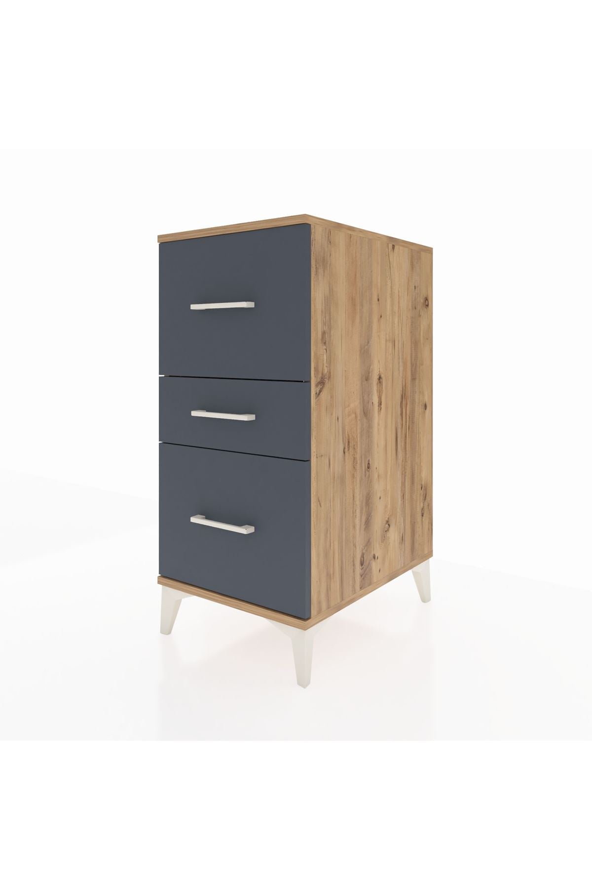 Kronos Komodin 3 Çekmeceli 44x59x96 Çam-Antrasit