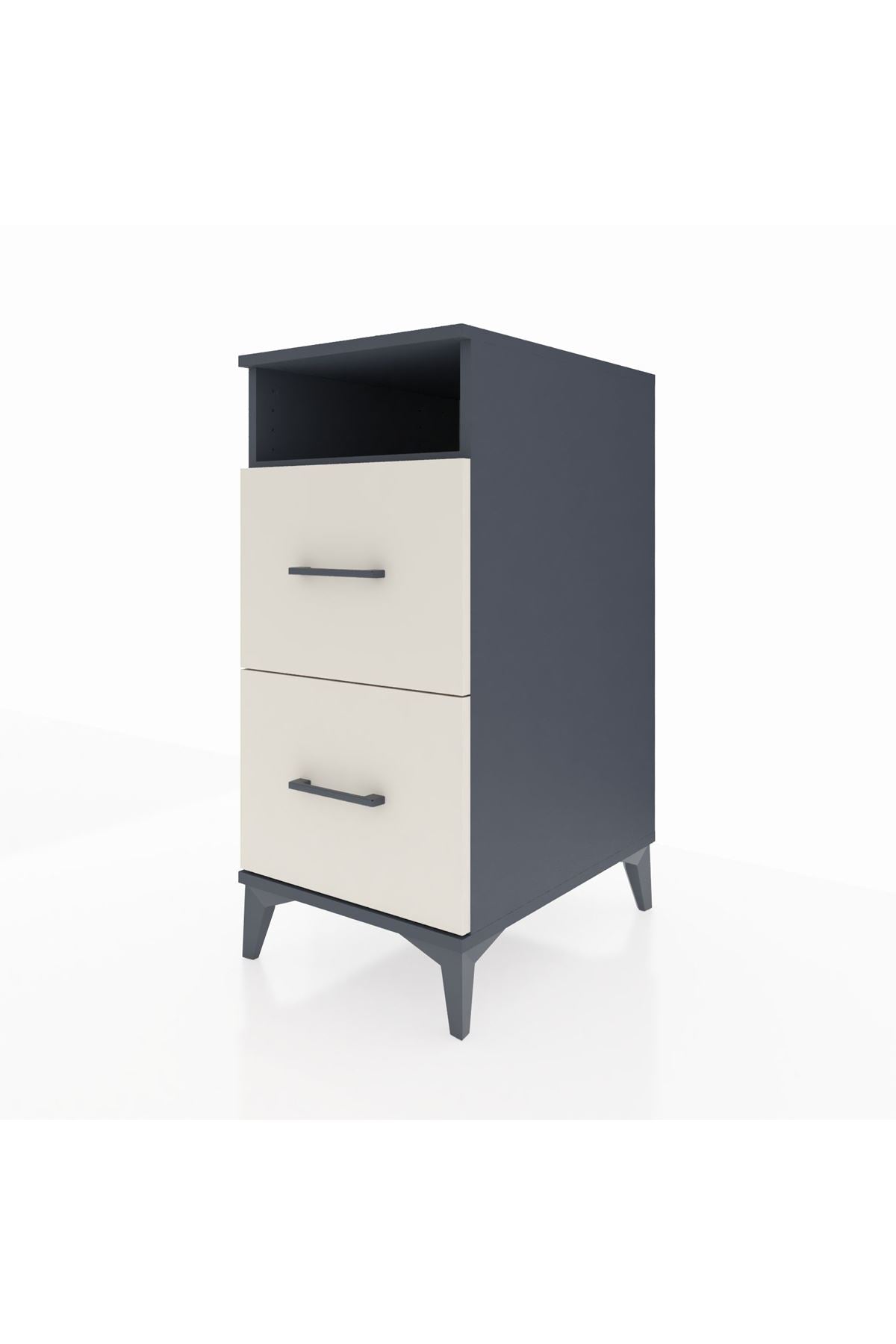 Kronos Komodin Tek Raflı 2 Çekmeceli 44x59x96 Antrasit-Aytaşı