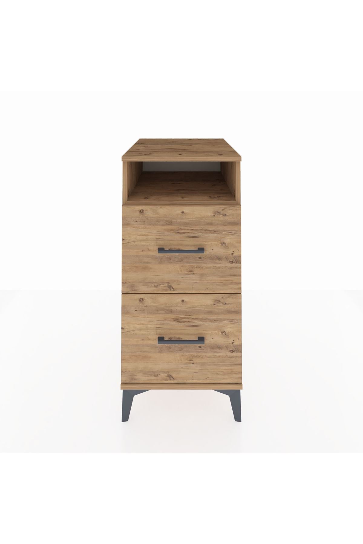 Kronos Komodin Tek Raflı 2 Çekmeceli 44x59x96 Çam-Çam