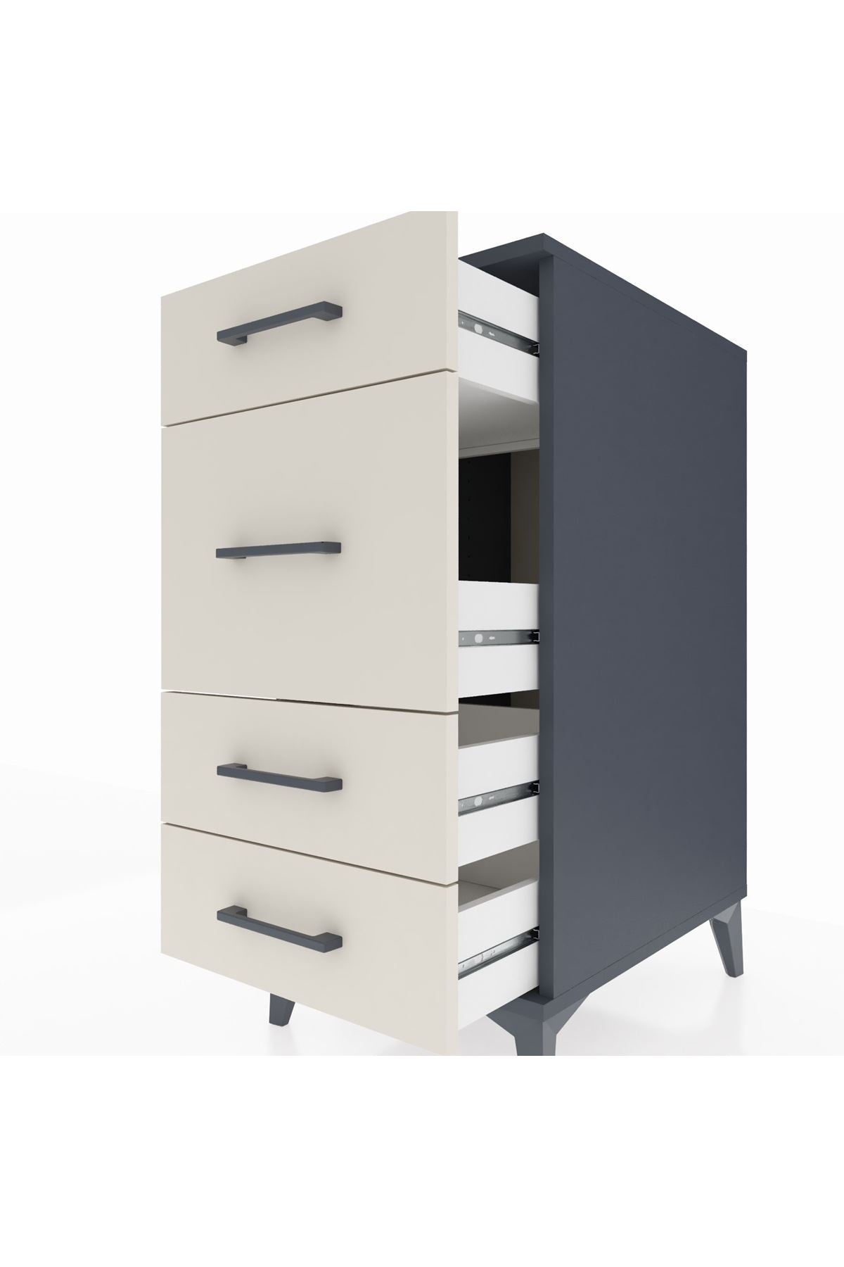 Kronos Komodin 4 Çekmeceli 44x59x96 Antrasit-Aytaşı