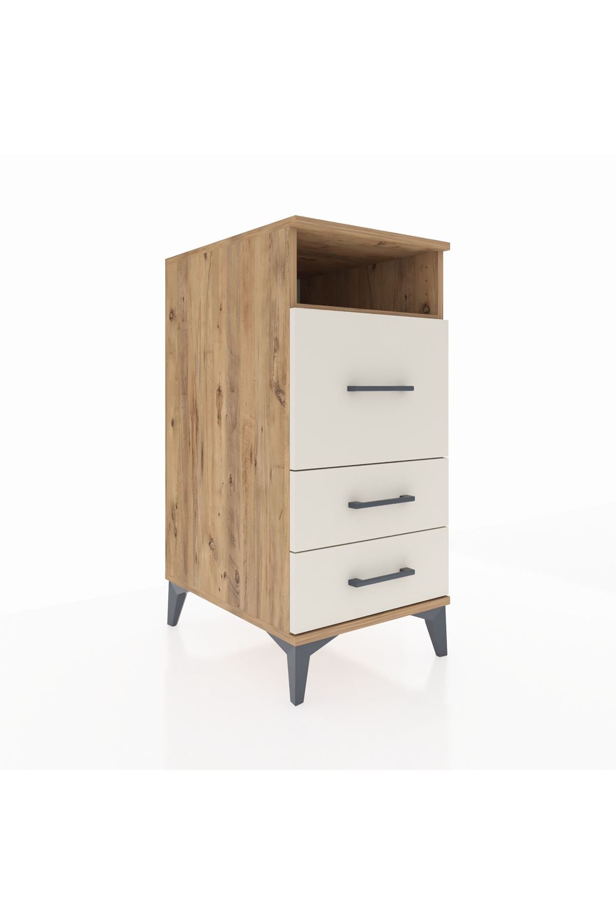 Kronos Komodin Tek Raflı 3 Çekmeceli 44x59x96 Çam-Aytaşı