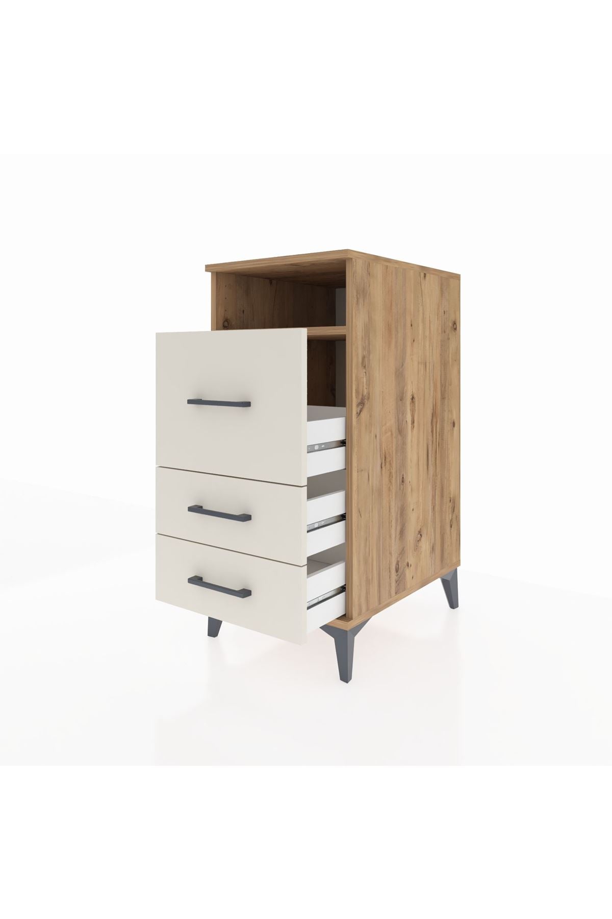 Kronos Komodin Tek Raflı 3 Çekmeceli 44x59x96 Çam-Aytaşı