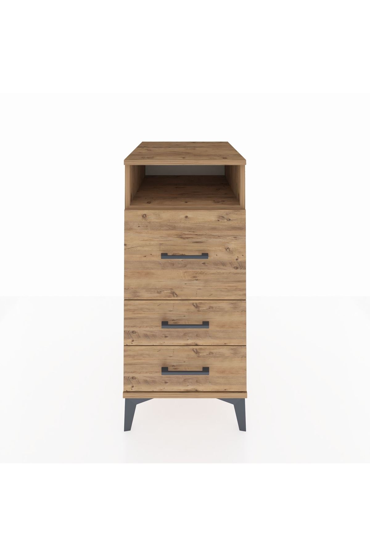Kronos Komodin Tek Raflı 3 Çekmeceli 44x59x96 Çam-Çam