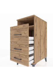 Kronos Komodin Tek Raflı 3 Çekmeceli 44x59x96 Çam-Çam