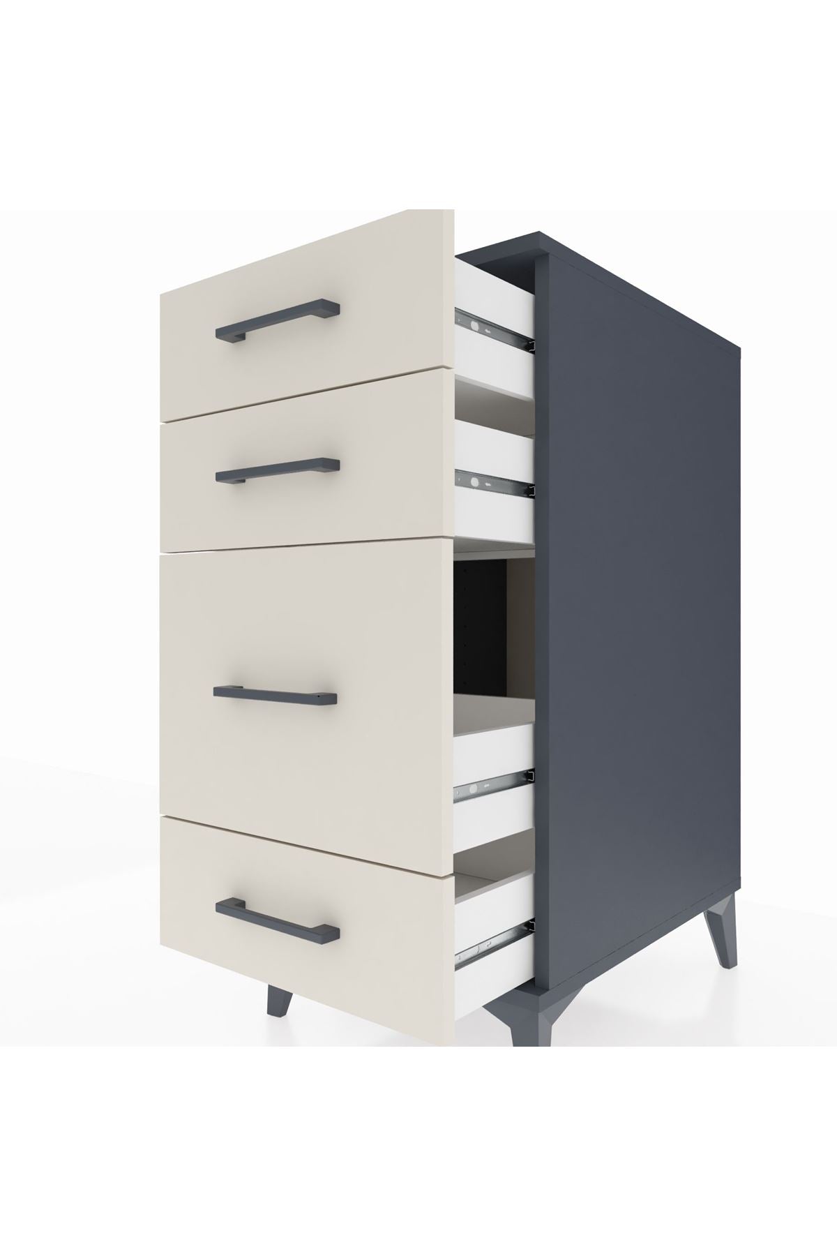 Kronos Komodin 4 Çekmeceli 44x59x96 Antrasit-Aytaşı