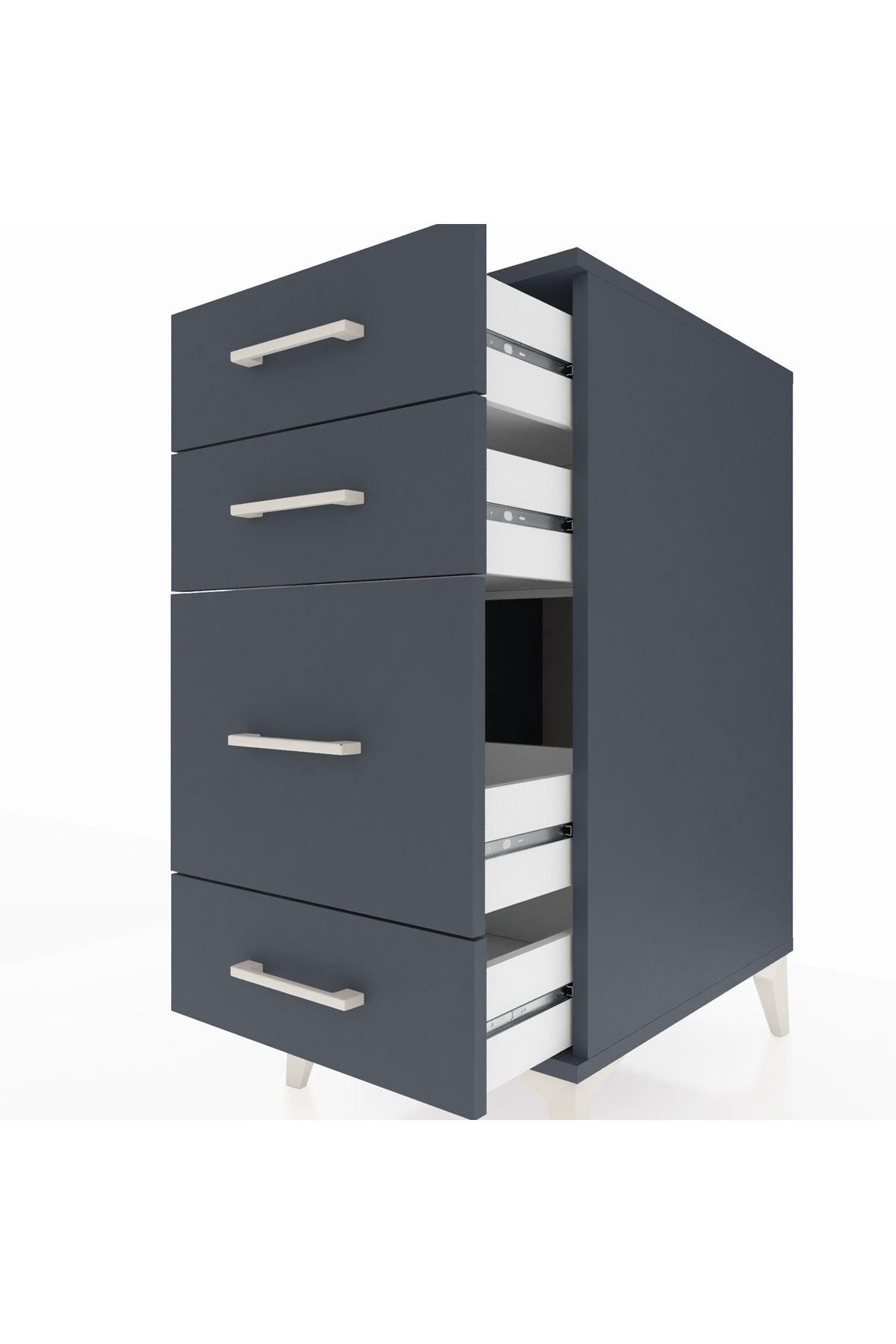 Kronos Komodin 4 Çekmeceli 44x59x96 Antrasit-Antrasit