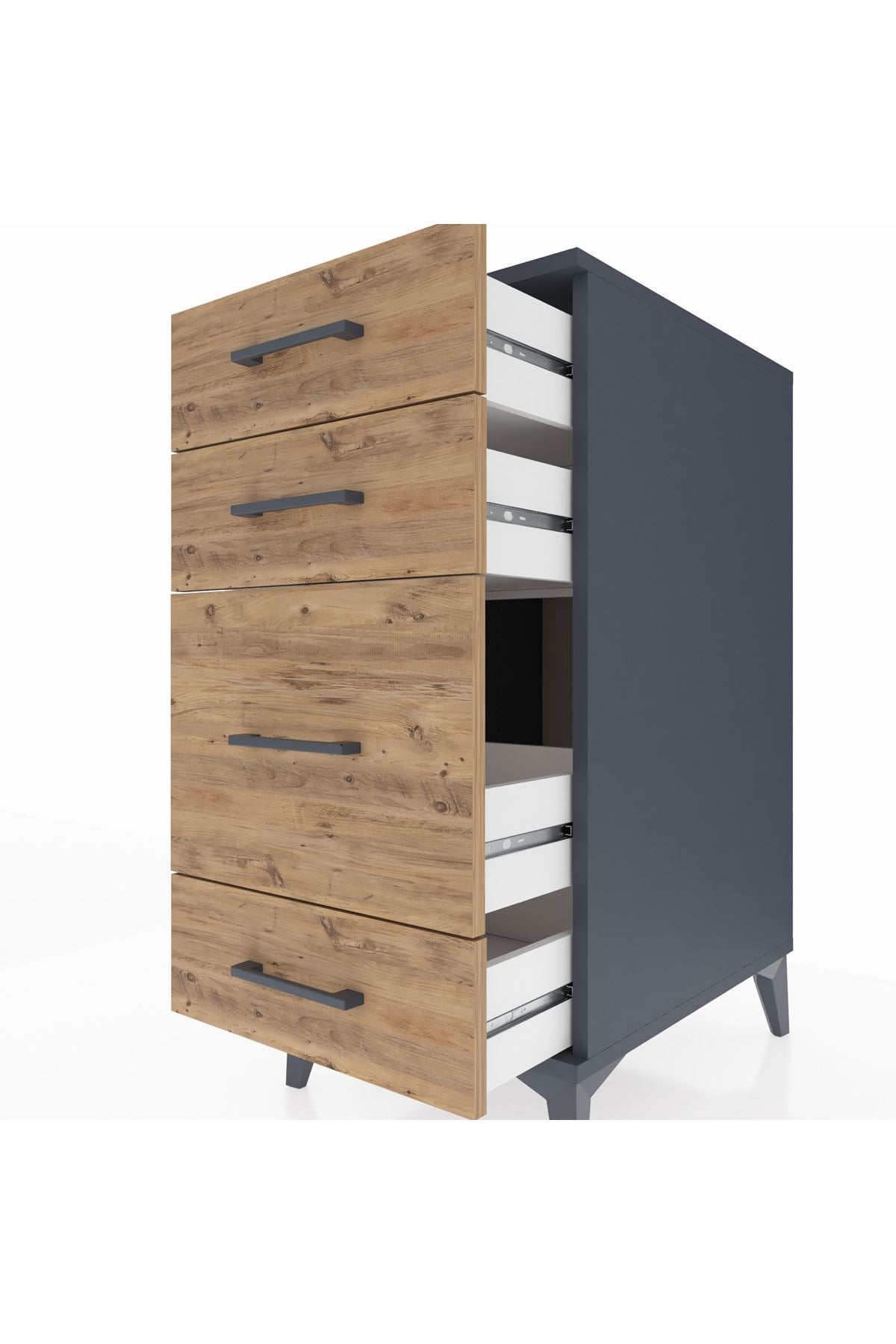 Kronos Komodin 4 Çekmeceli 44x59x96 Antrasit-Çam