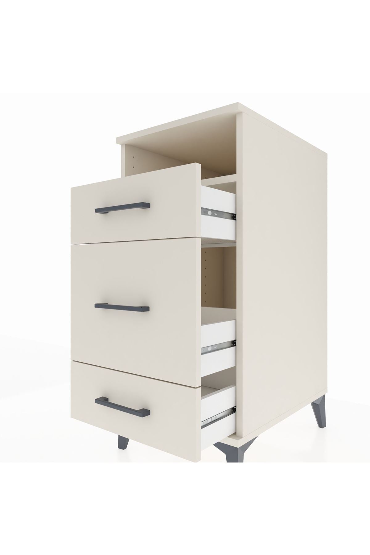 Kronos Komodin Tek Raflı 3 Çekmeceli 44x59x96 Aytaşı-Aytaşı