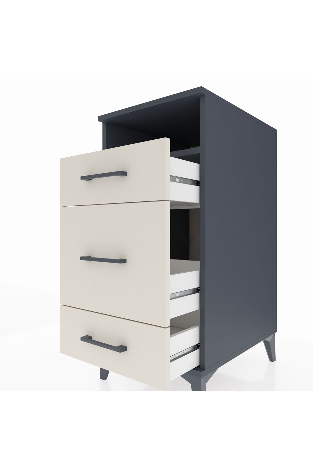 Kronos Komodin Tek Raflı 3 Çekmeceli 44x59x96 Antrasit-Aytaşı