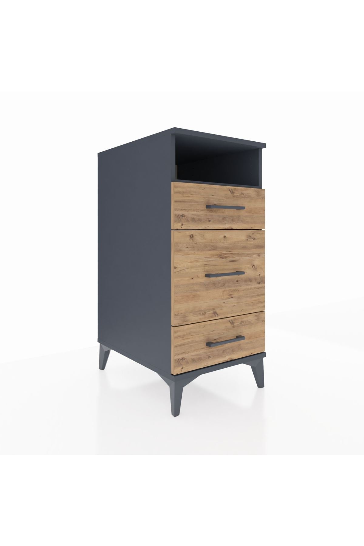 Kronos Komodin Tek Raflı 3 Çekmeceli 44x59x96 Antrasit-Çam
