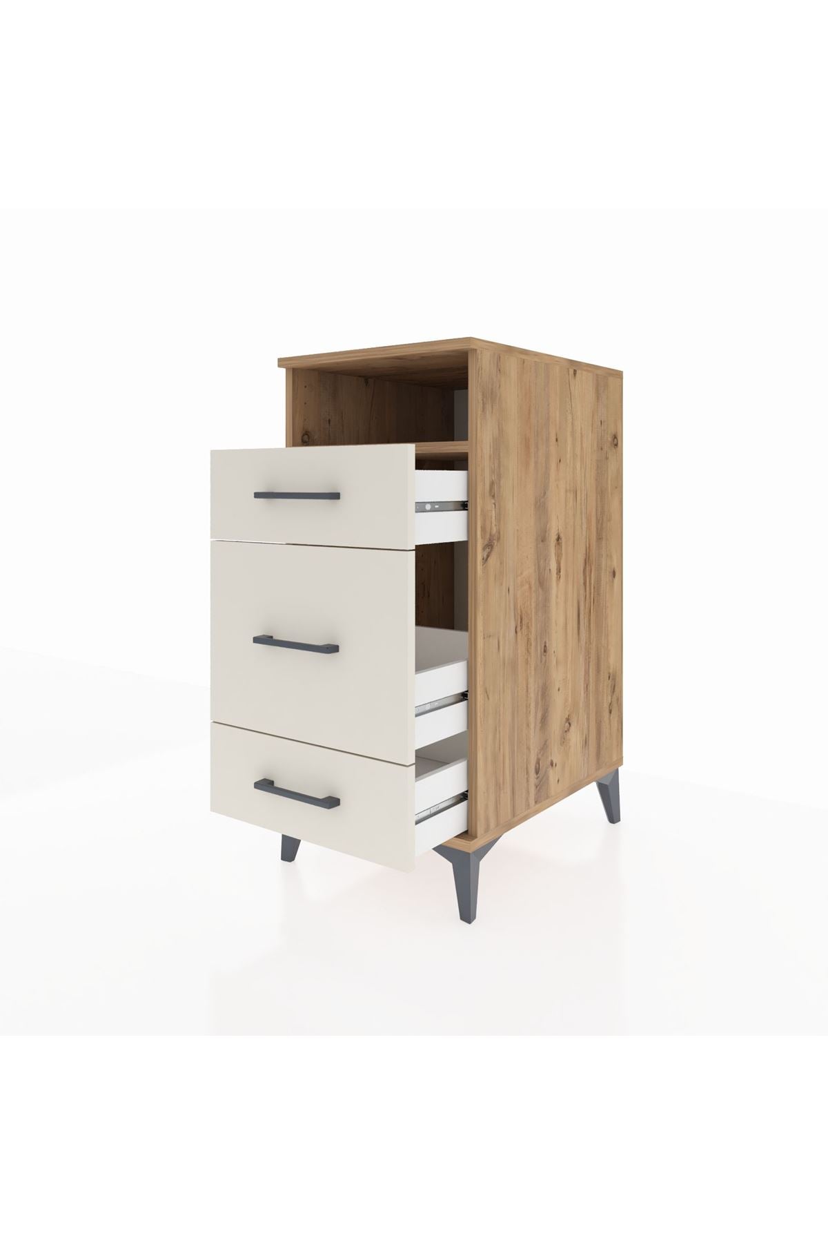 Kronos Komodin Tek Raflı 3 Çekmeceli 44x59x96 Çam-Aytaşı