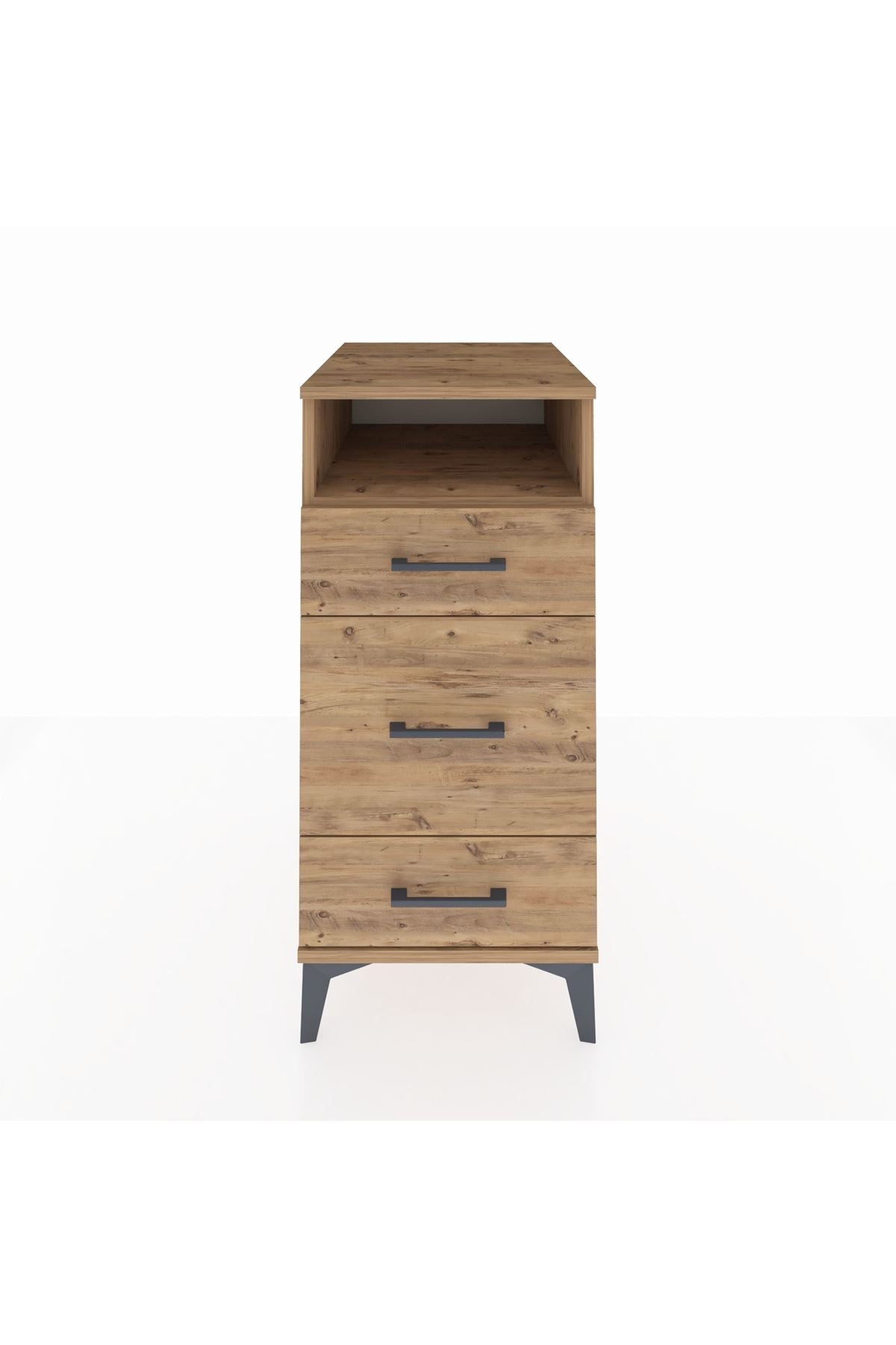 Kronos Komodin Tek Raflı 3 Çekmeceli 44x59x96 Çam-Çam