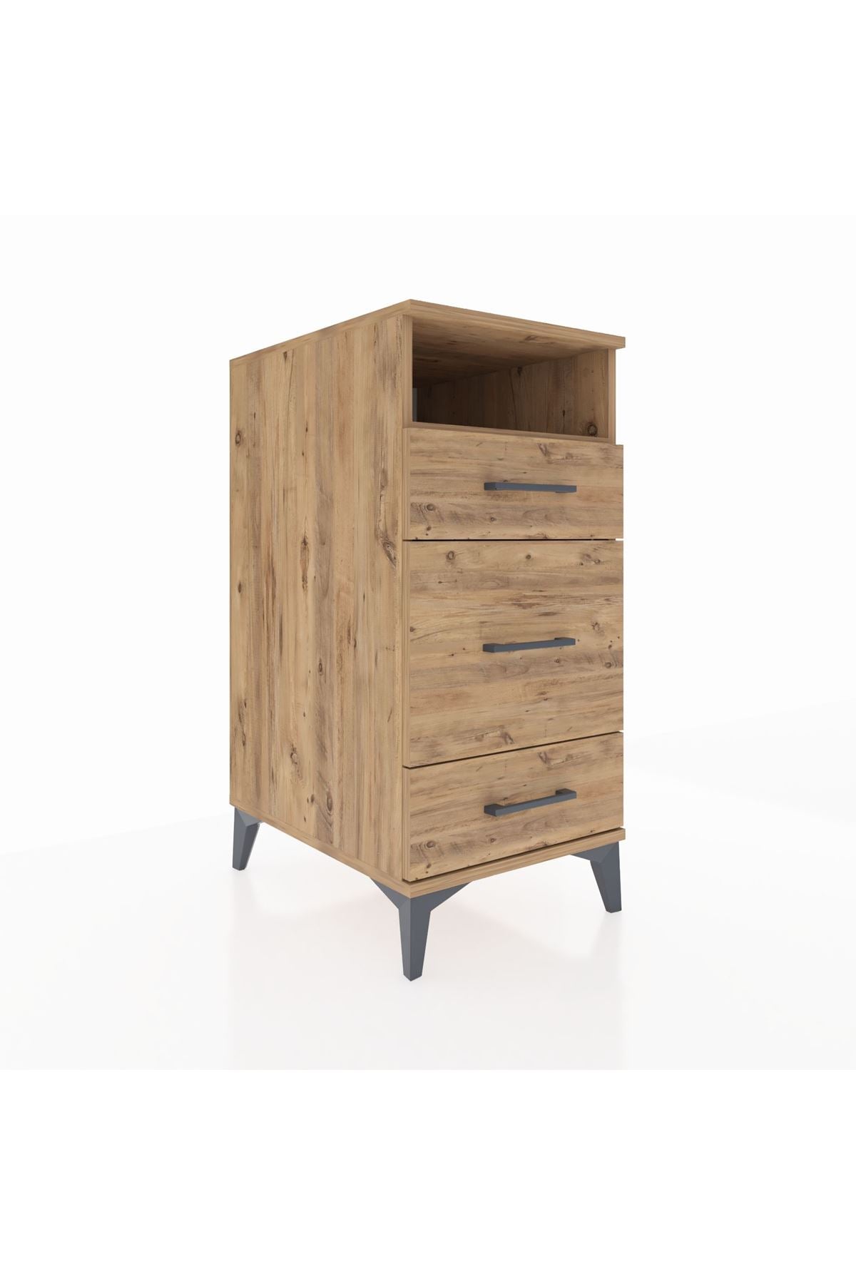 Kronos Komodin Tek Raflı 3 Çekmeceli 44x59x96 Çam-Çam