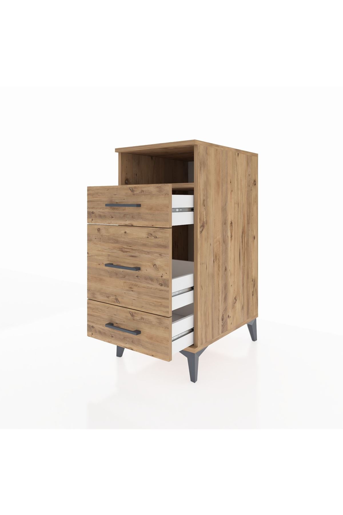 Kronos Komodin Tek Raflı 3 Çekmeceli 44x59x96 Çam-Çam