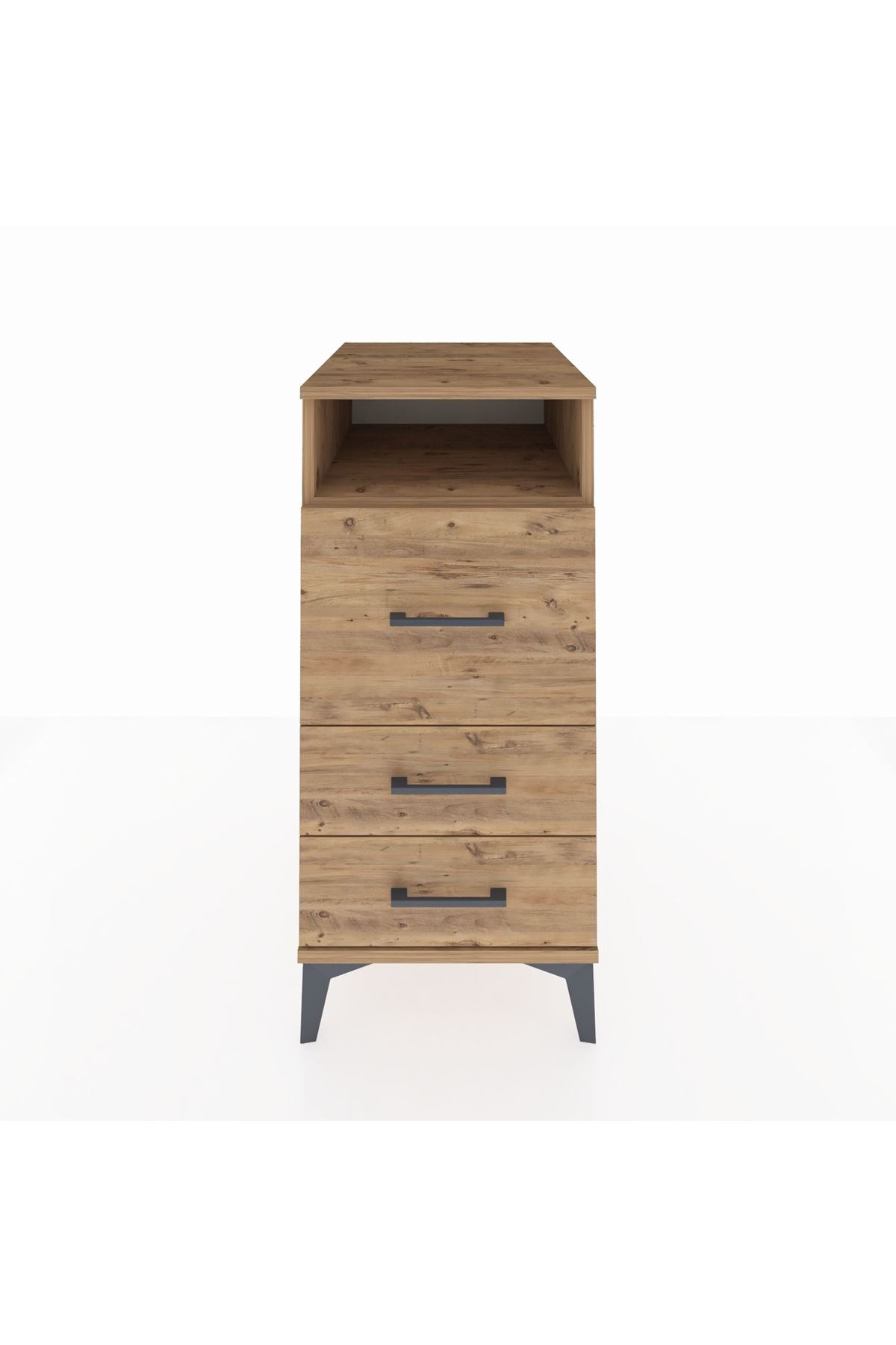 Kronos Komodin Tek Raflı 3 Çekmeceli 44x59x96 Çam-Çam