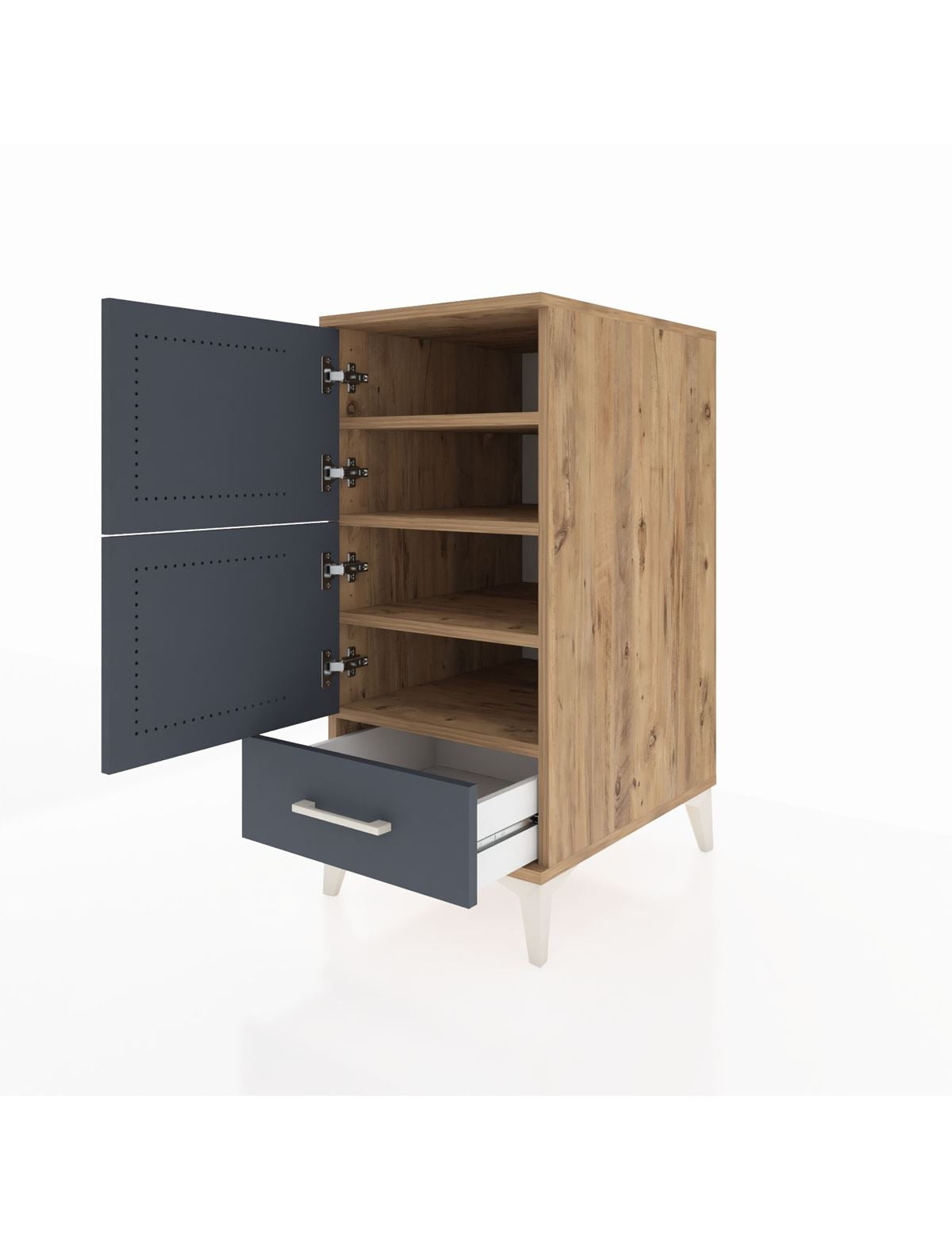 Kronos Komodin 4 Raflı Tek Çekmeceli Tek Kapaklı 44x59x96 - S75M020V8C