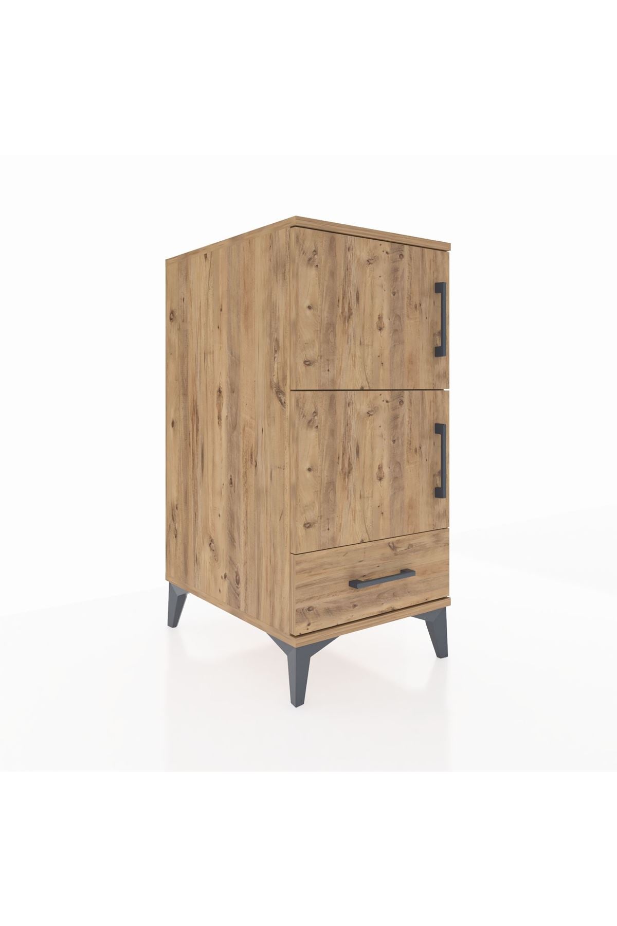 Kronos Komodin 4 Raflı Tek Çekmeceli Tek Kapaklı 44x59x96 Çam-Çam