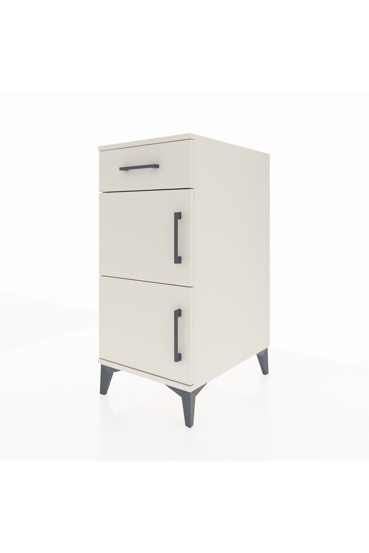 Kronos Komodin Tek Raflı Tek Çekmeceli 2 Kapaklı 44x59x96 Aytaşı-Aytaşı