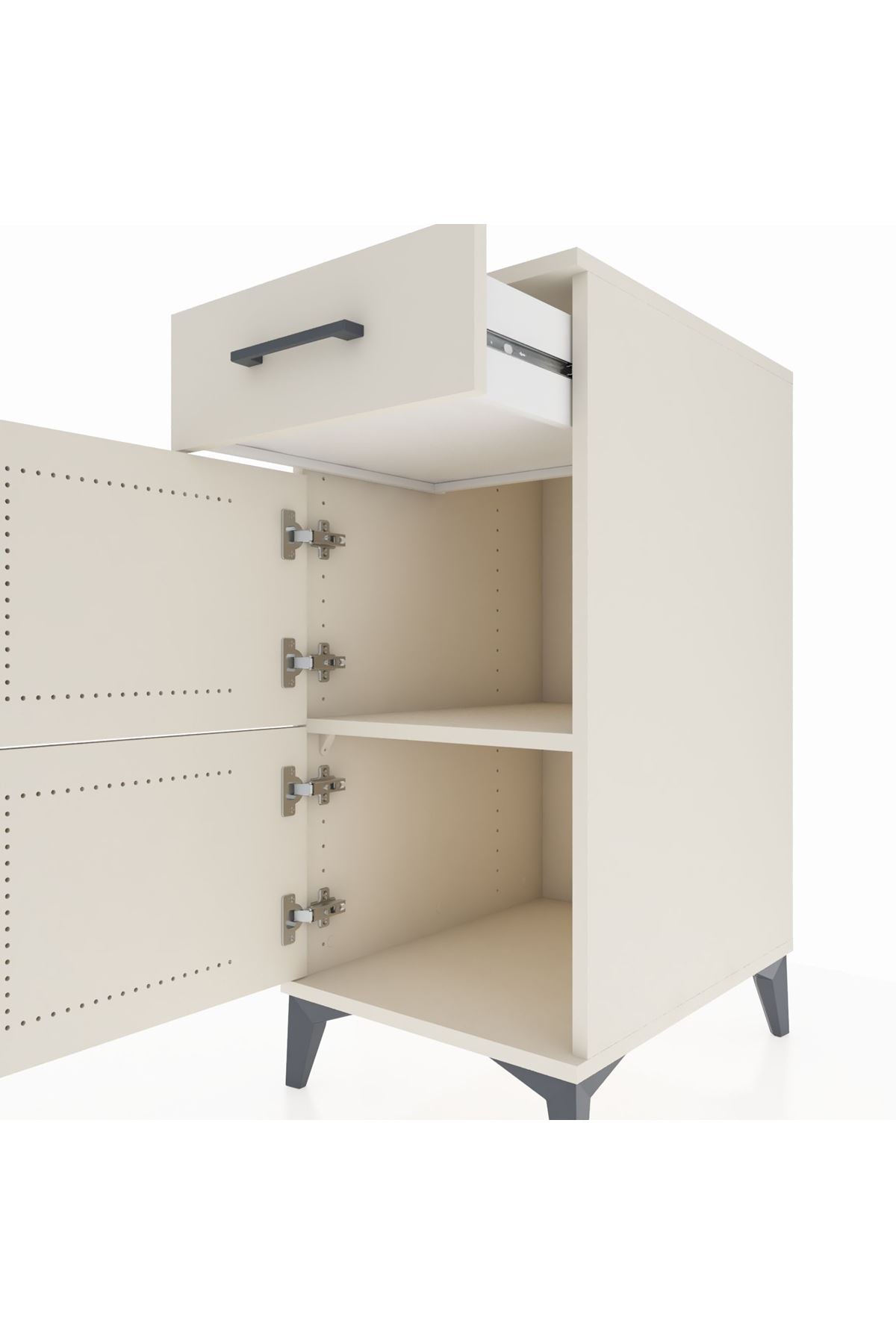 Kronos Komodin Tek Raflı Tek Çekmeceli 2 Kapaklı 44x59x96 Aytaşı-Aytaşı
