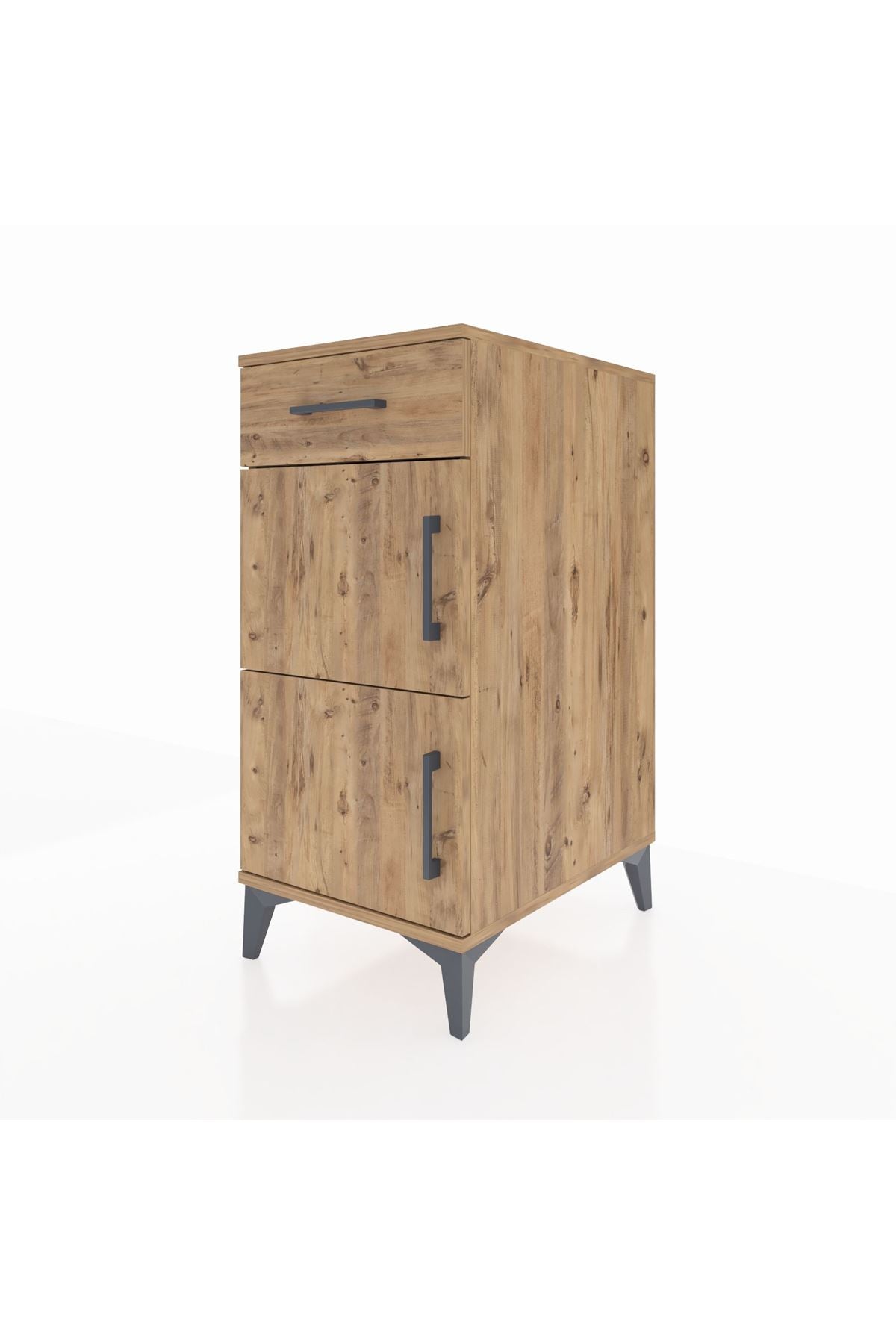 Kronos Komodin Tek Raflı Tek Çekmeceli 2 Kapaklı 44x59x96 Çam-Çam