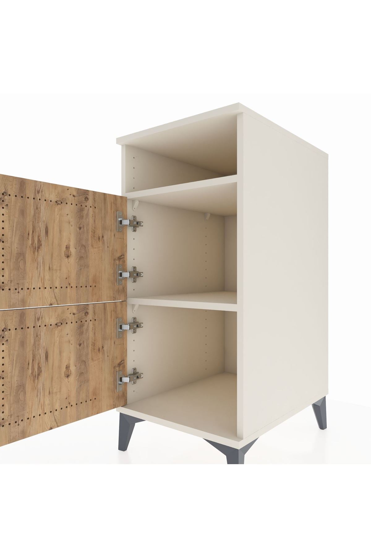 Kronos Komodin 2 Raflı 2 Kapaklı 44x59x96 Aytaşı-Çam