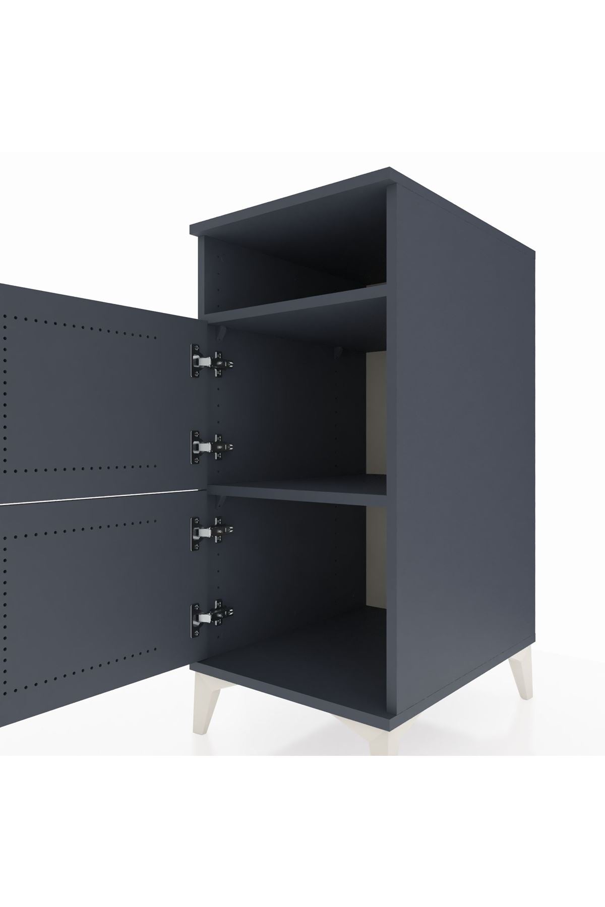 Kronos Komodin 2 Raflı 2 Kapaklı 44x59x96 Antrasit-Antrasit