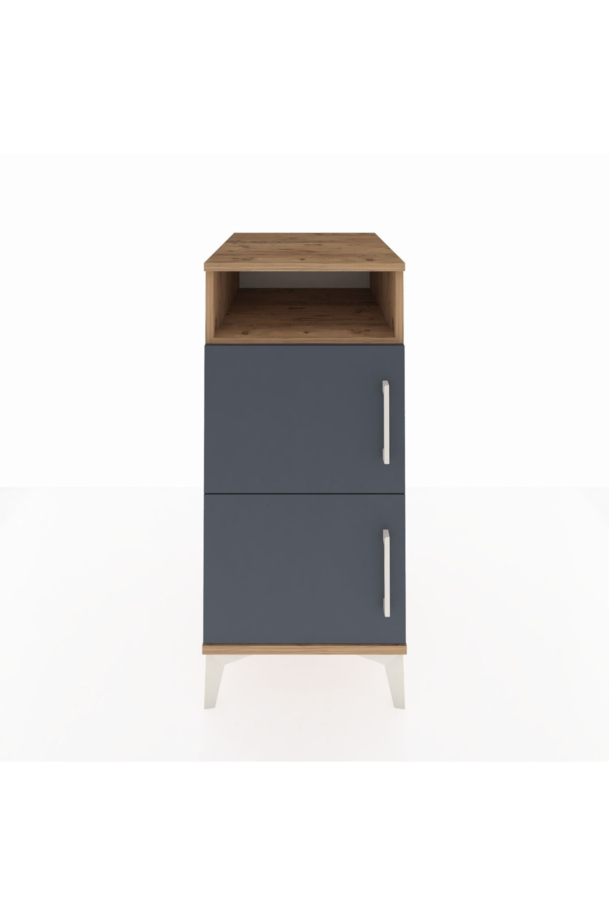 Kronos Komodin 2 Raflı 2 Kapaklı 44x59x96 Çam-Antrasit