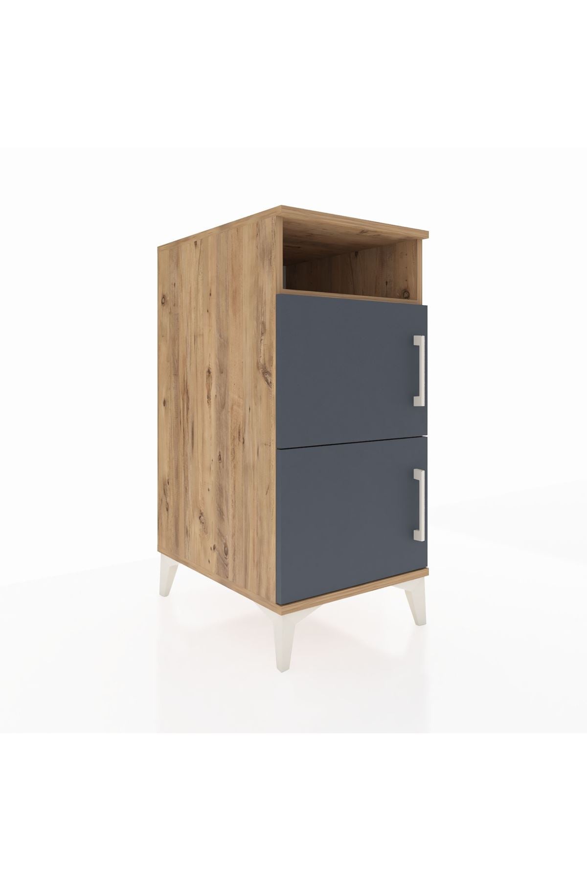 Kronos Komodin 2 Raflı 2 Kapaklı 44x59x96 Çam-Antrasit
