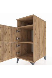 Kronos Komodin 2 Raflı 2 Kapaklı 44x59x96 Çam-Çam