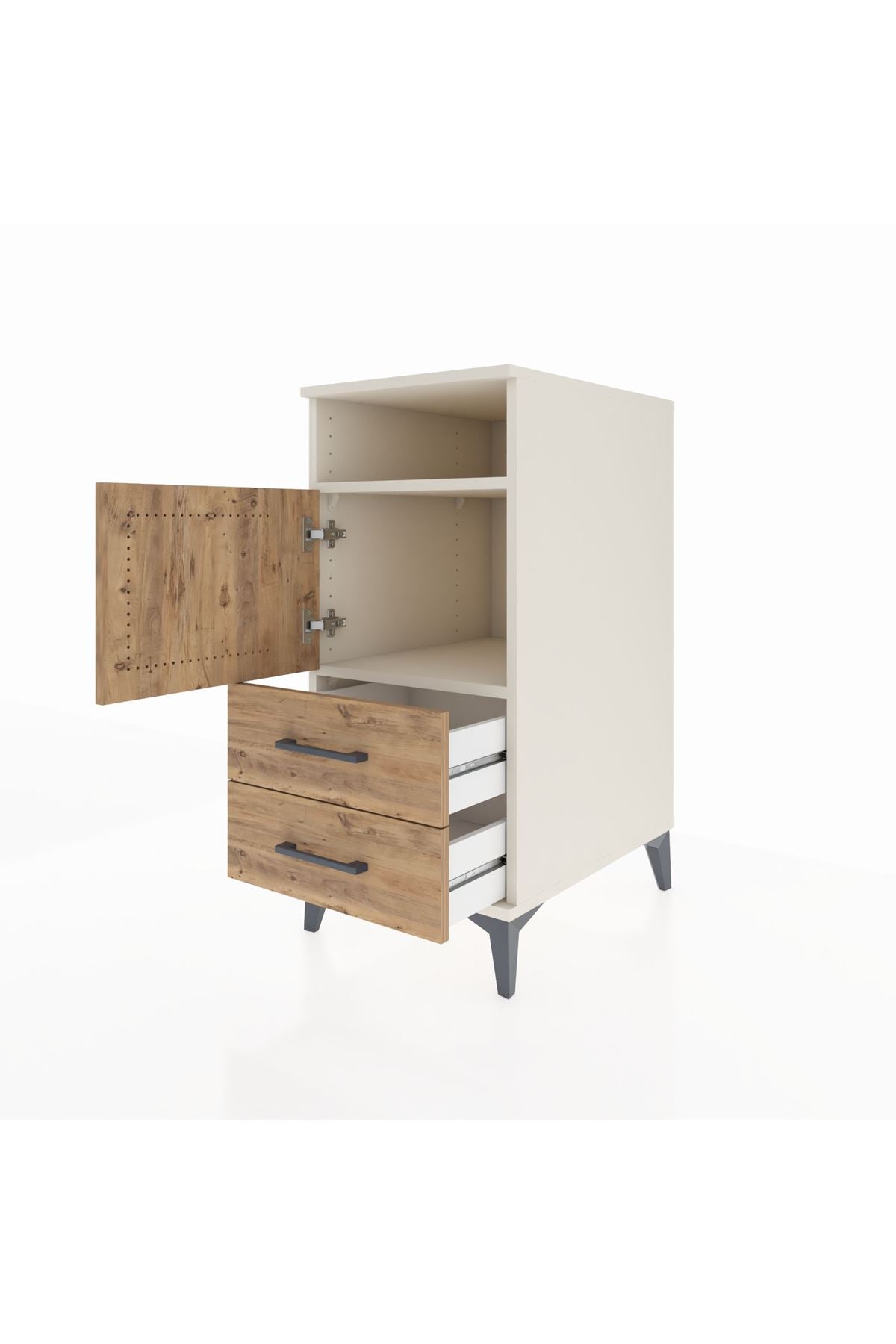 Kronos Komodin 2 Raflı 2 Çekmeceli Tek Kapaklı 44x59x96 Aytaşı-Çam