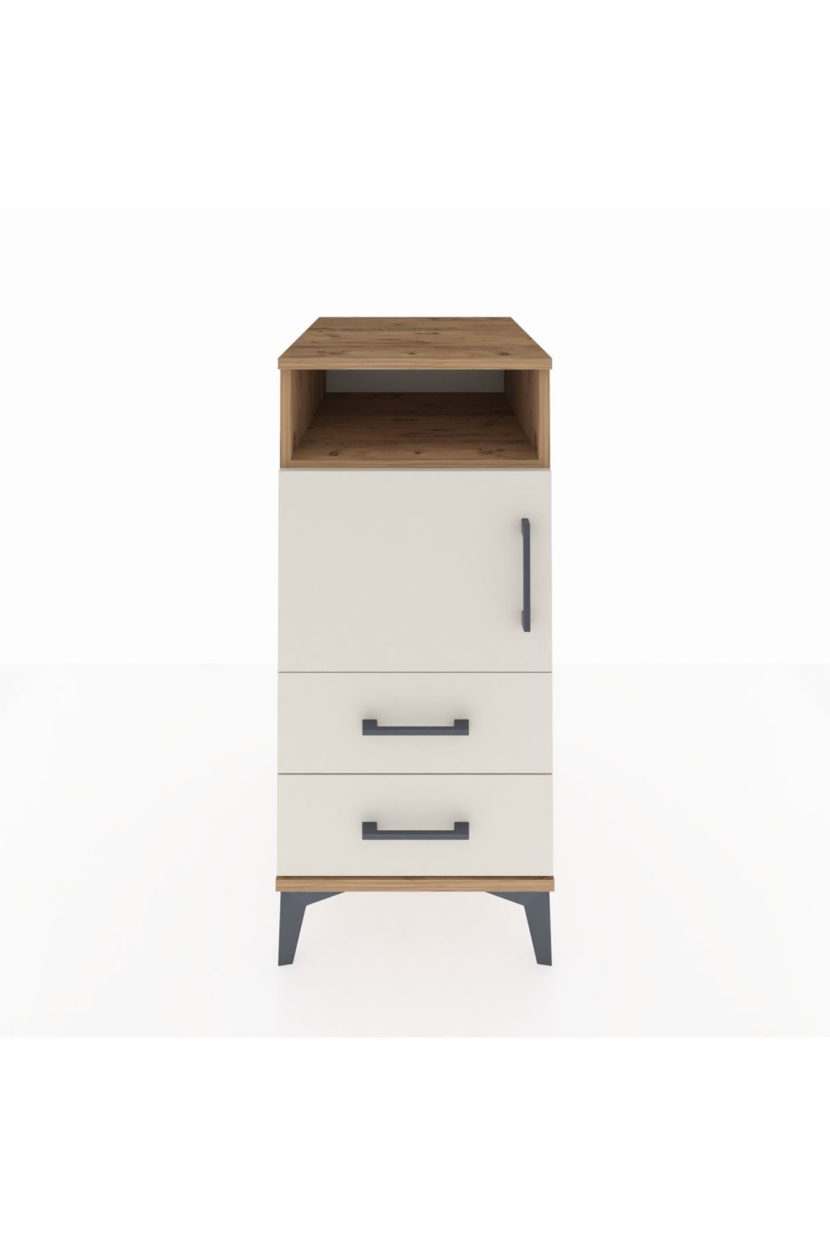 Kronos Komodin 2 Raflı 2 Çekmeceli Tek Kapaklı 44x59x96 Çam-Aytaşı